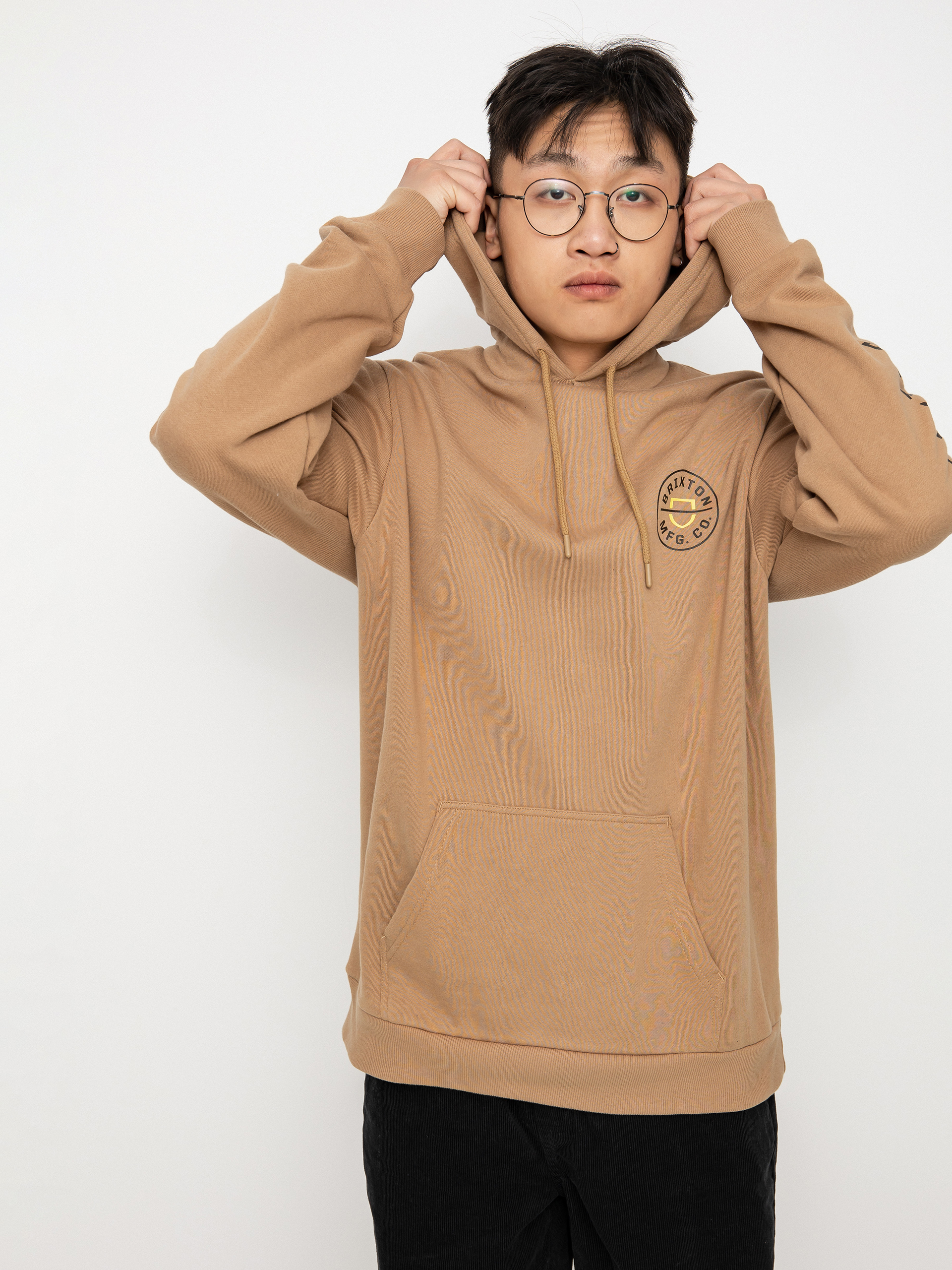 Bluza z kapturem Brixton Crest HD (mojave/deep brown/limelight)