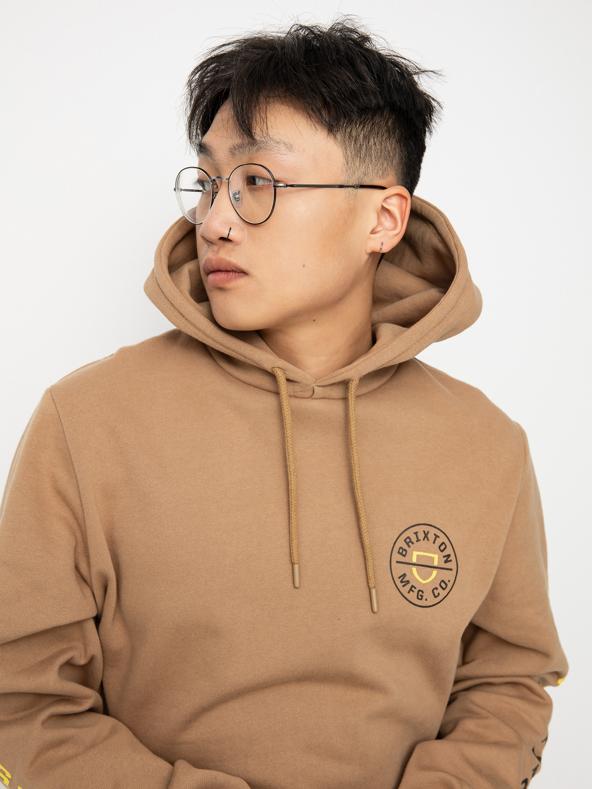 Bluza z kapturem Brixton Crest HD (mojave/deep brown/limelight)