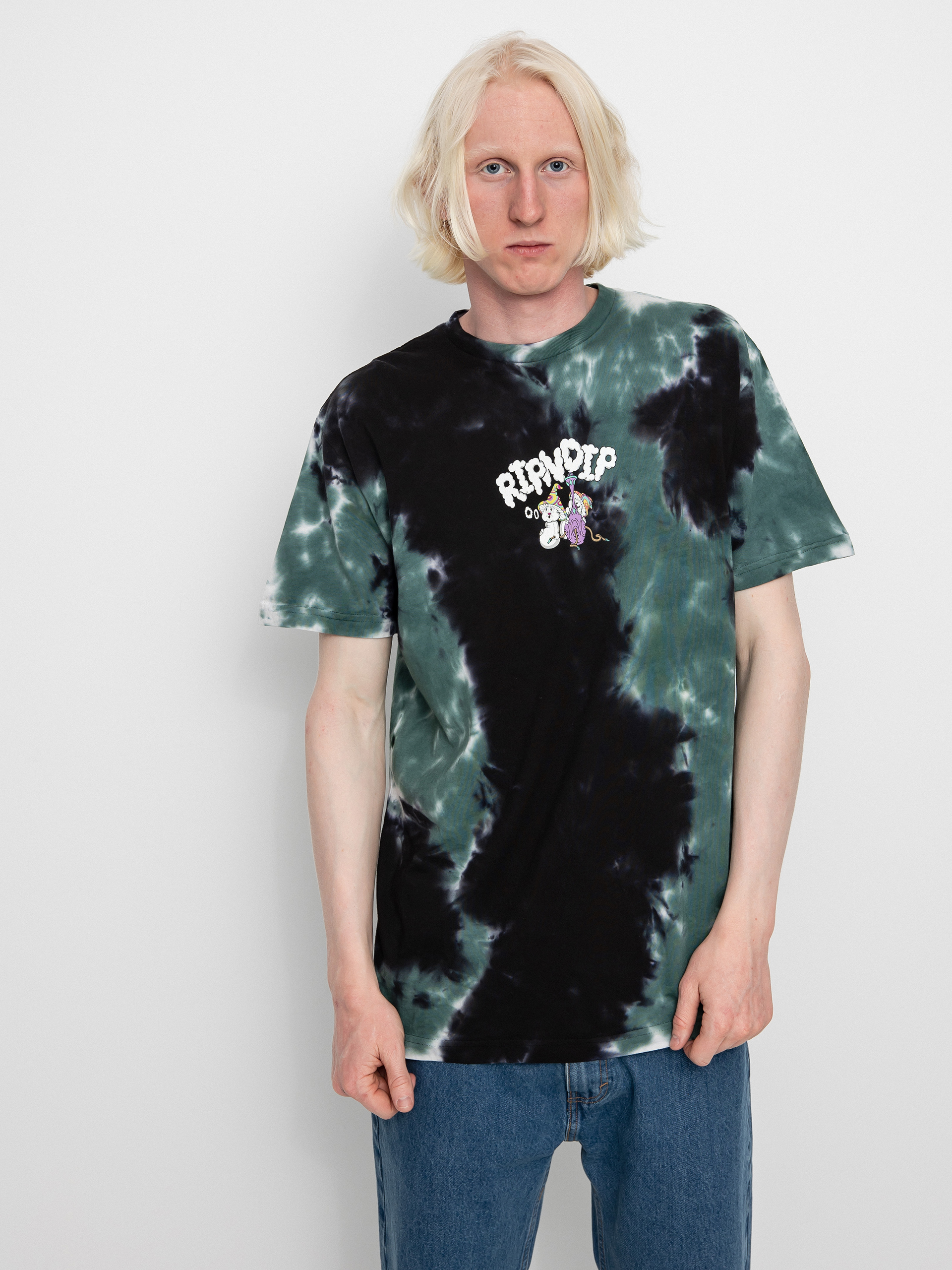 T-shirt RipNDip Kaleidoscopic (black/sage tie dye)