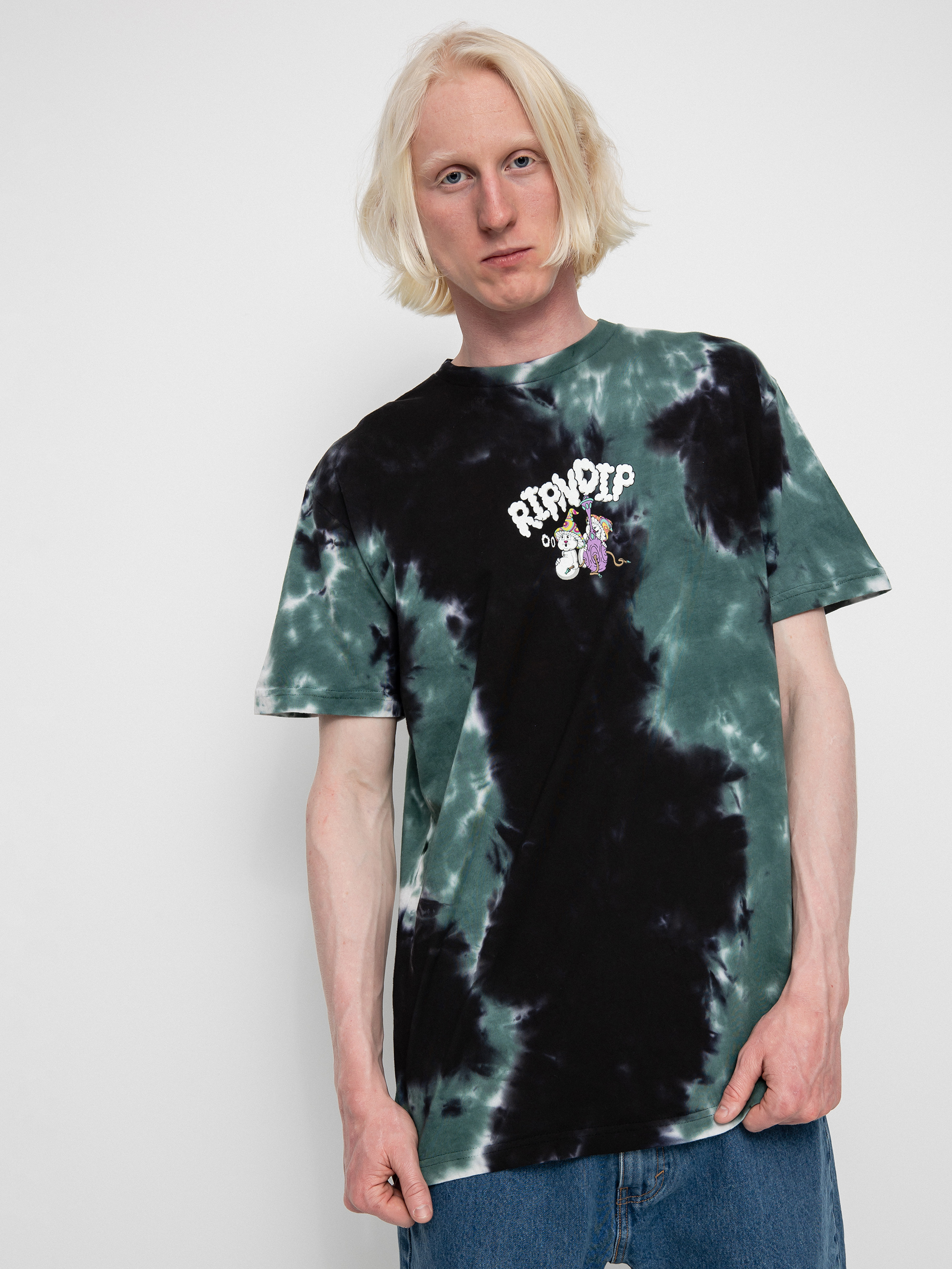 T-shirt RipNDip Kaleidoscopic (black/sage tie dye)