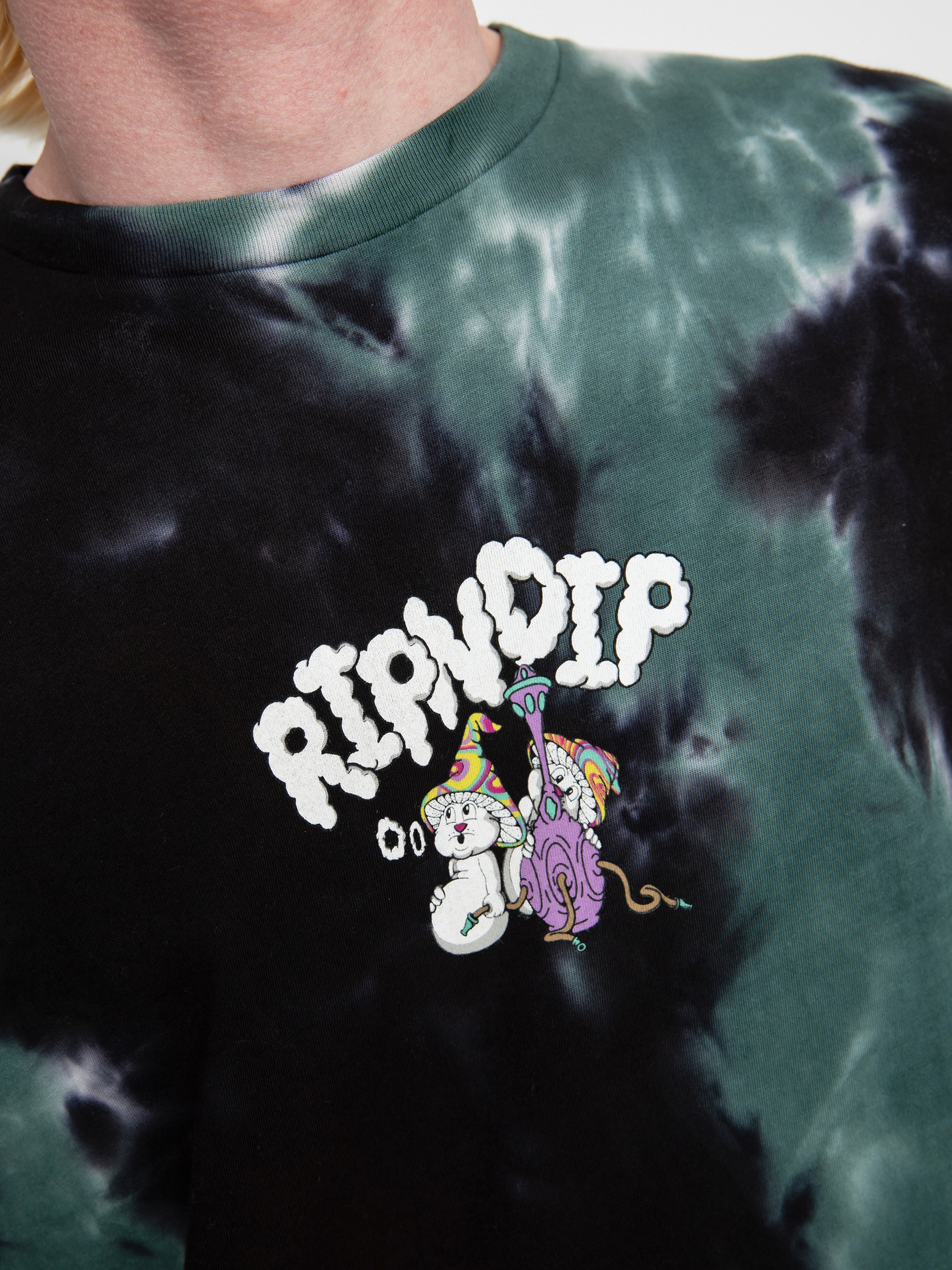 T-shirt RipNDip Kaleidoscopic (black/sage tie dye)