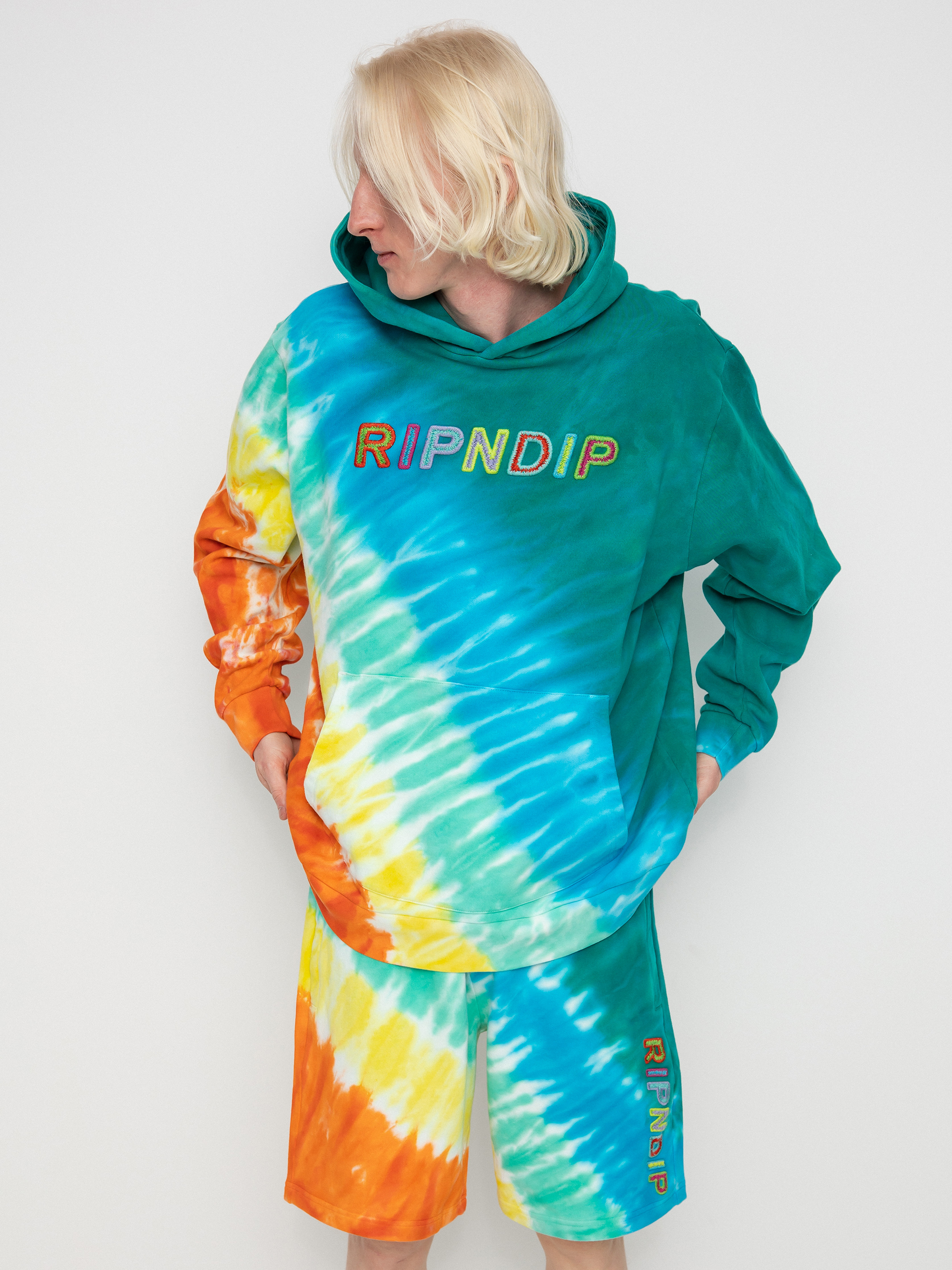 Bluza z kapturem RipNDip Prisma HD (teal rainbow dye)