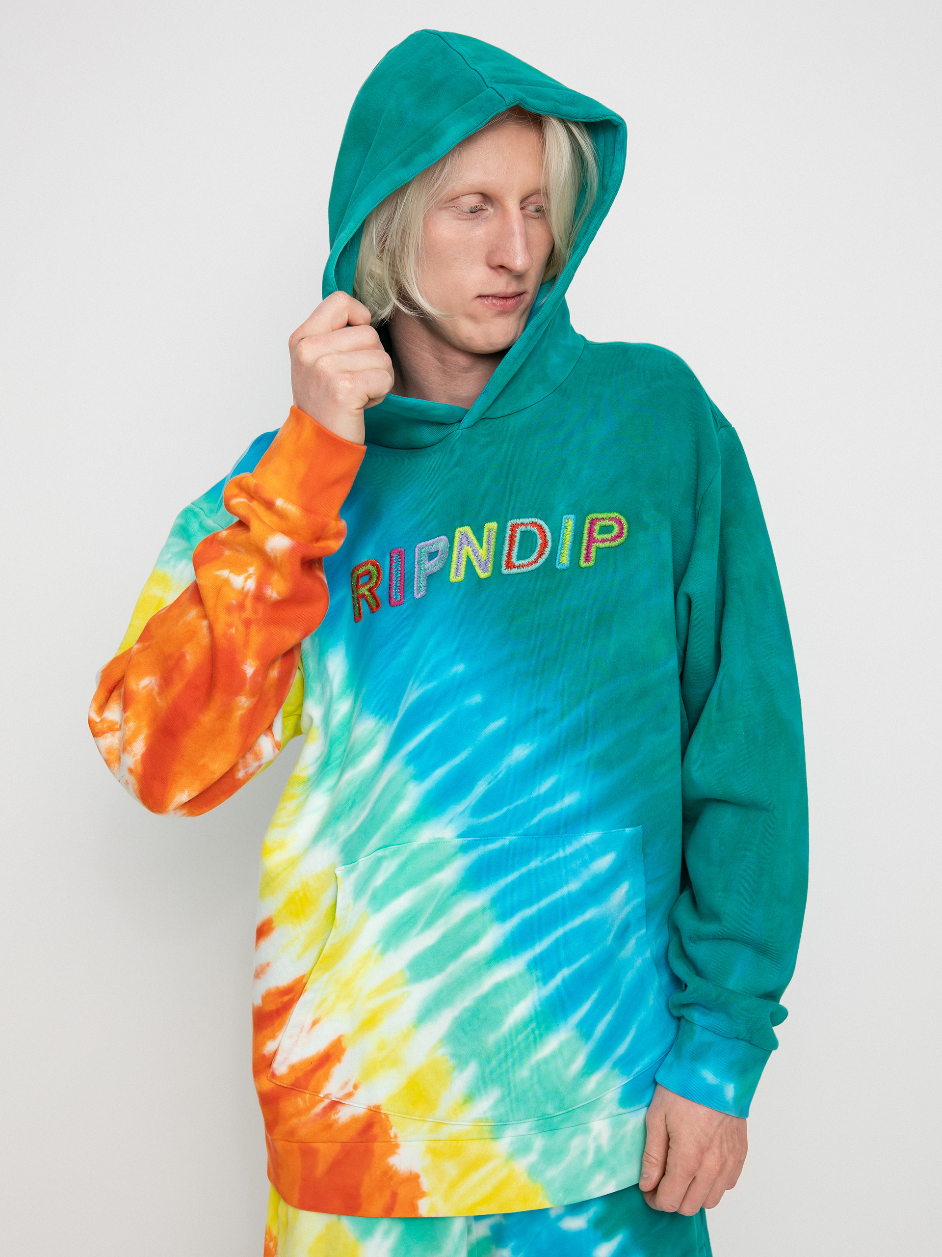 Bluza z kapturem RipNDip Prisma HD (teal rainbow dye)