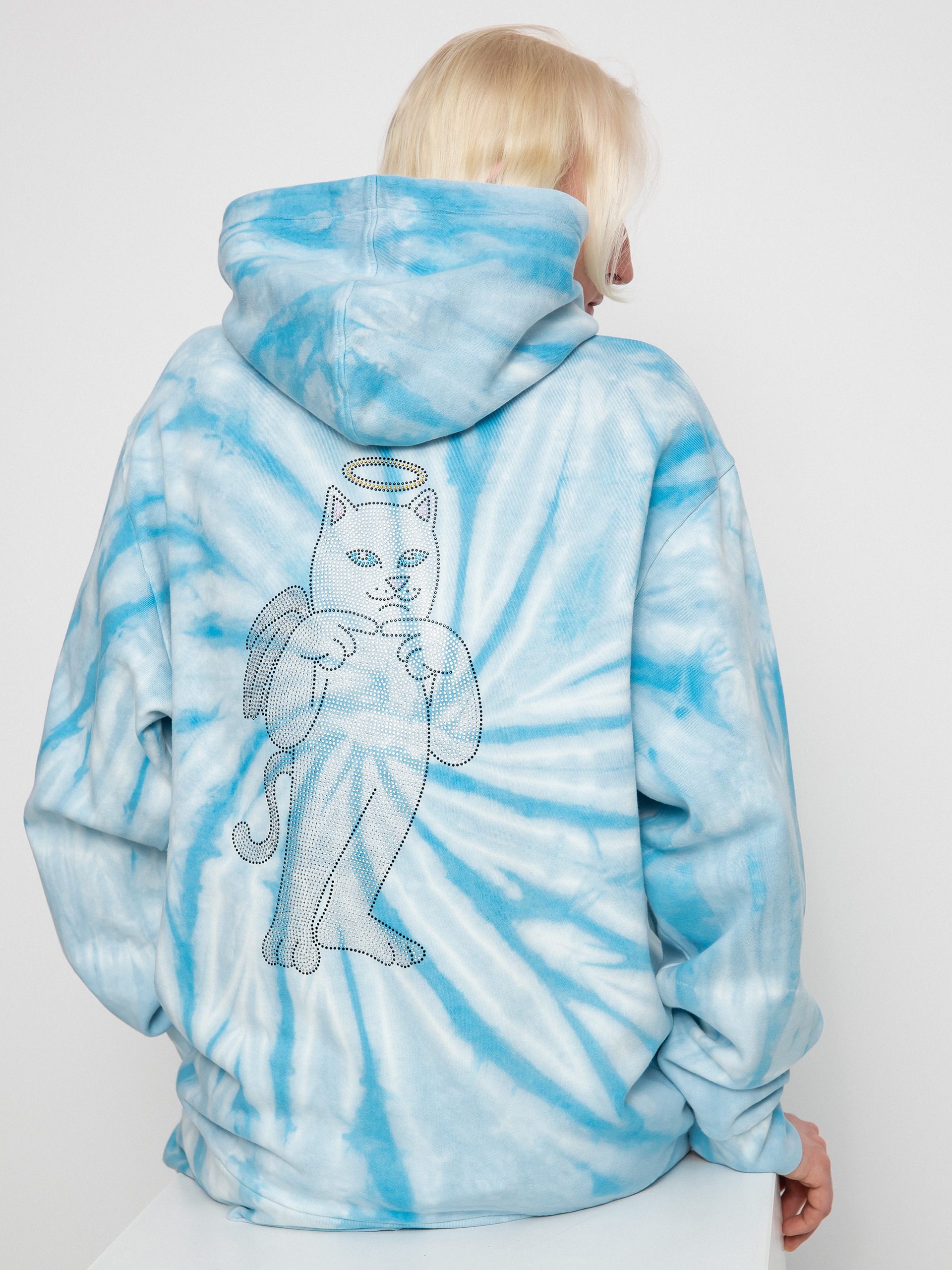 Bluza z kapturem RipNDip Sent From Heaven HD (light blue spiral dye)