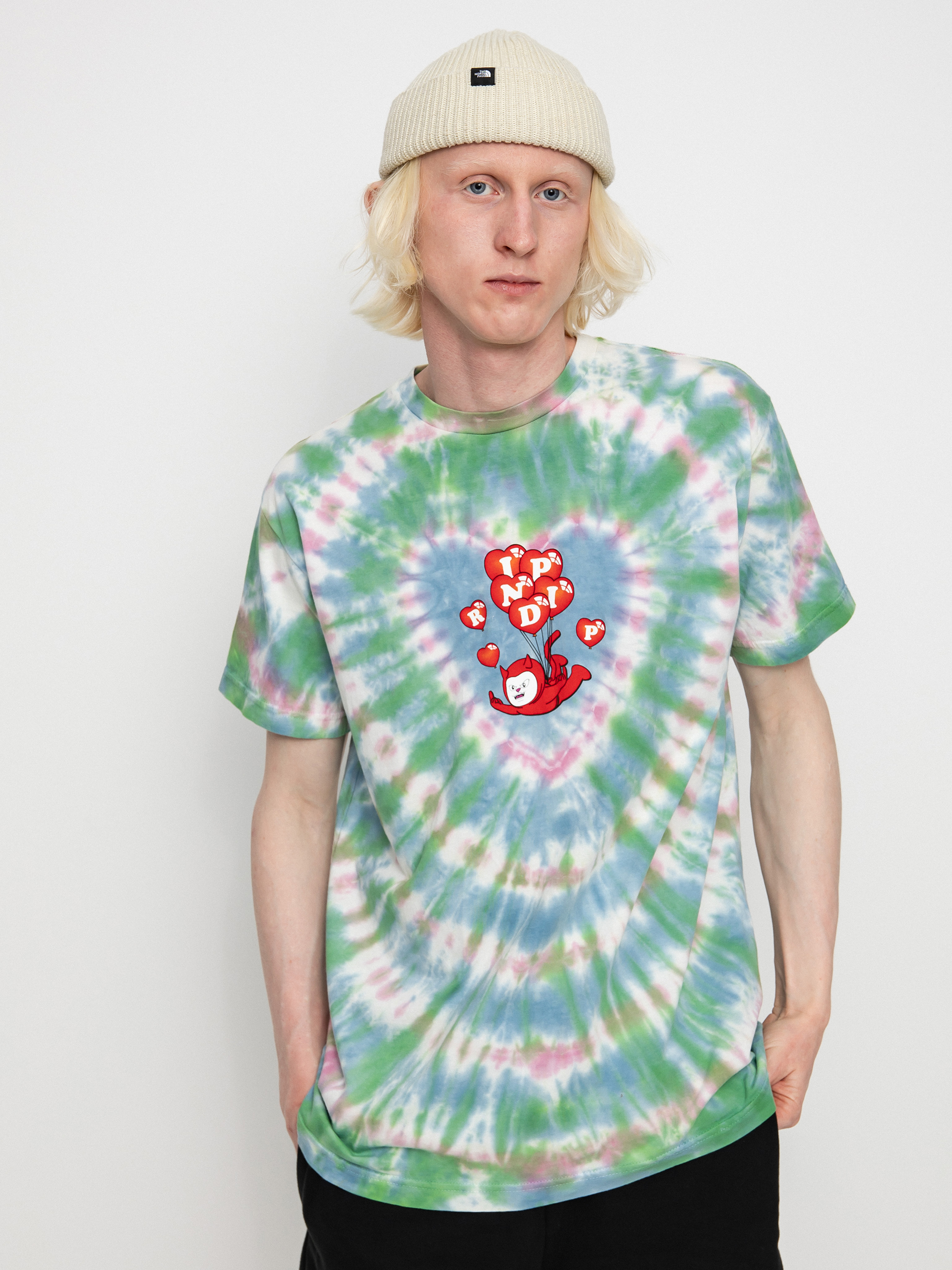T-shirt RipNDip Cupids Nightmare (blue/pink heart dye)
