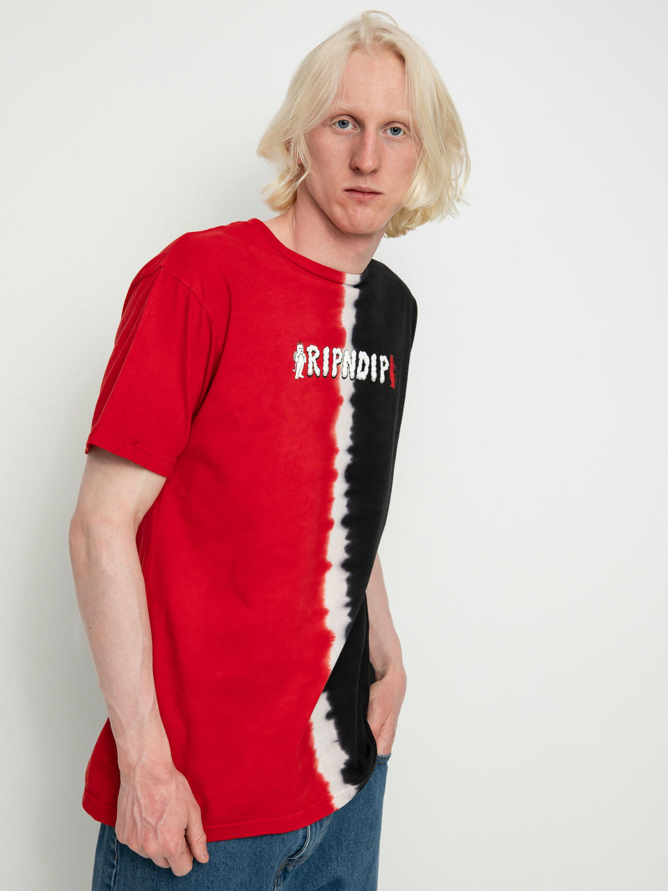 T-shirt RipNDip Angel / Devil (red/black split dye)