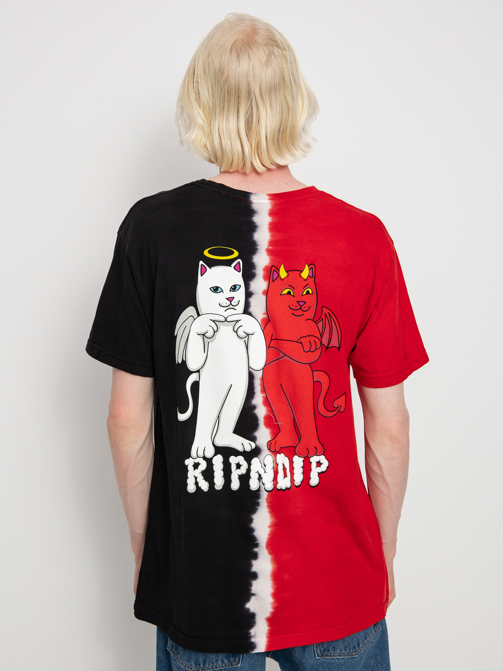 T-shirt RipNDip Angel / Devil (red/black split dye)