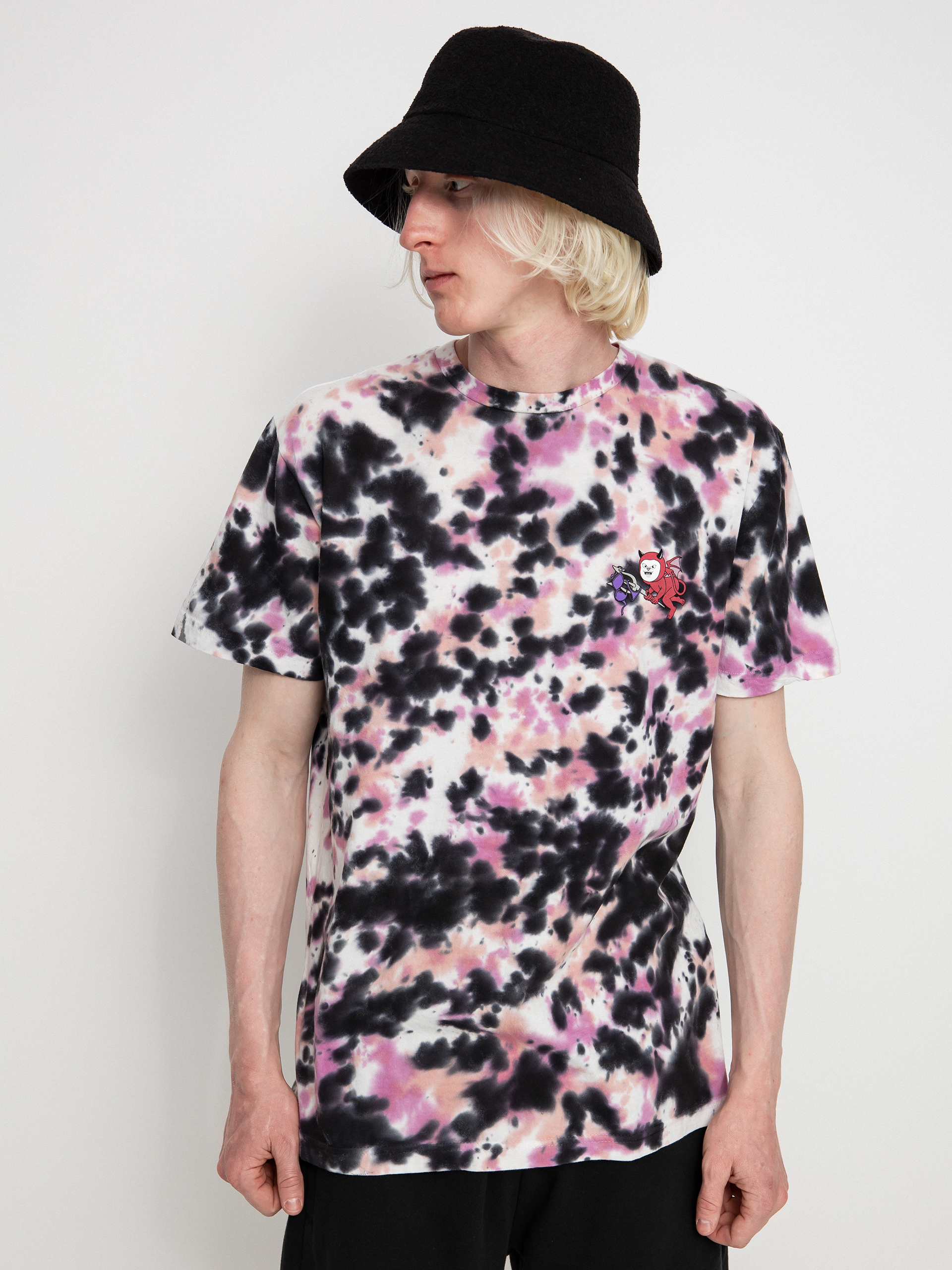 T-shirt RipNDip Fireworld (black/pink acid wash)