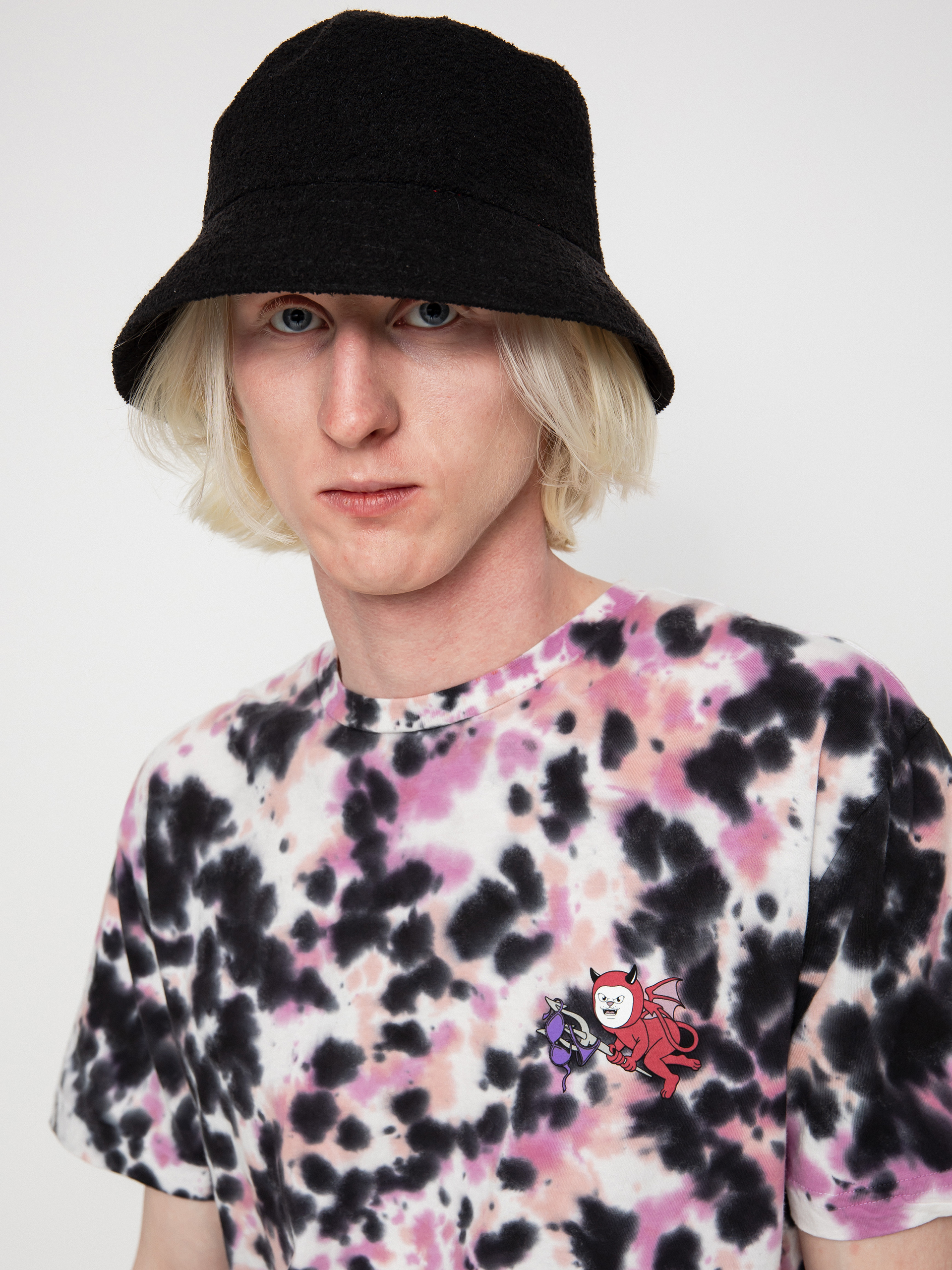 T-shirt RipNDip Fireworld (black/pink acid wash)