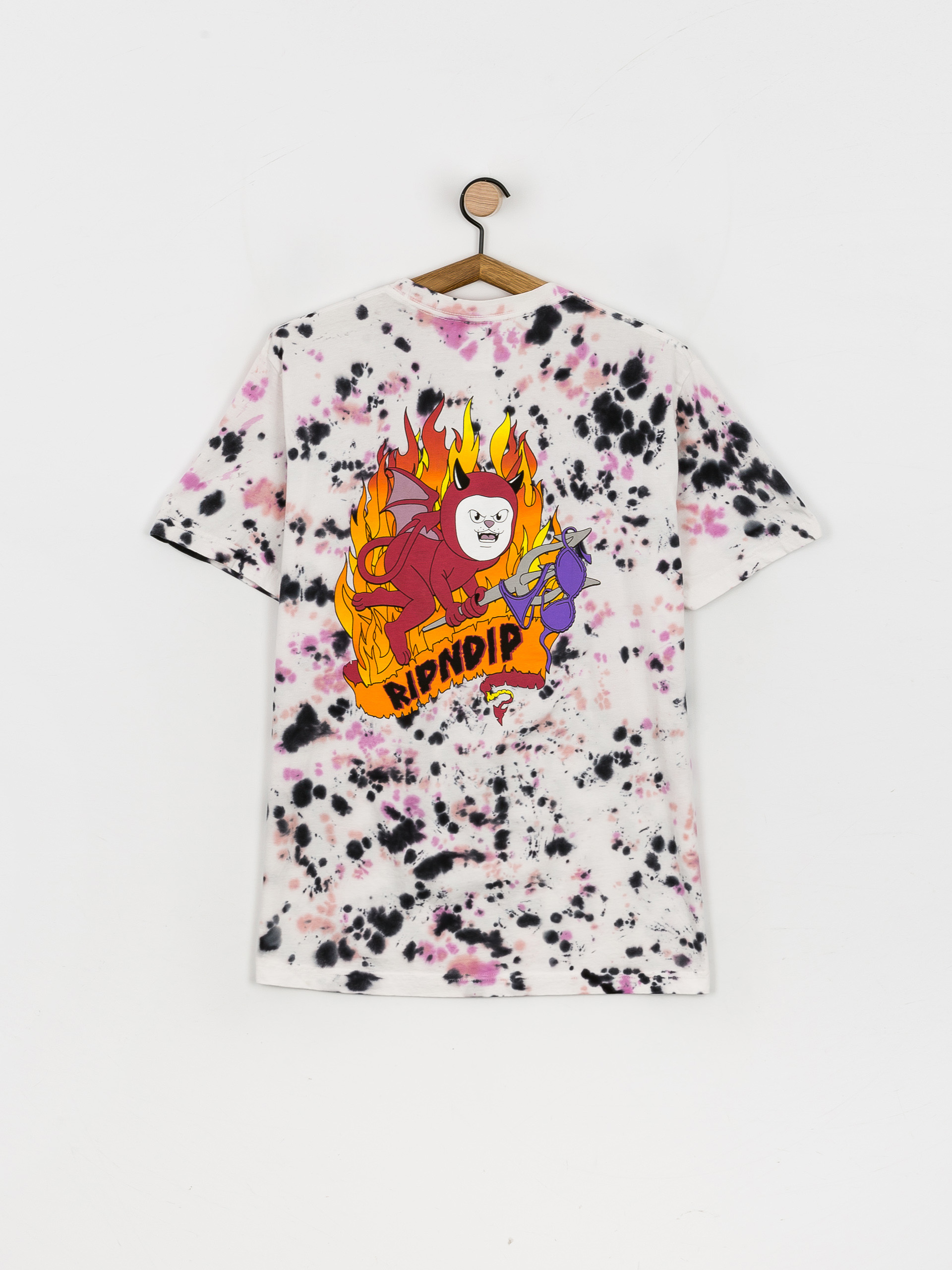 T-shirt RipNDip Fireworld (black/pink acid wash)
