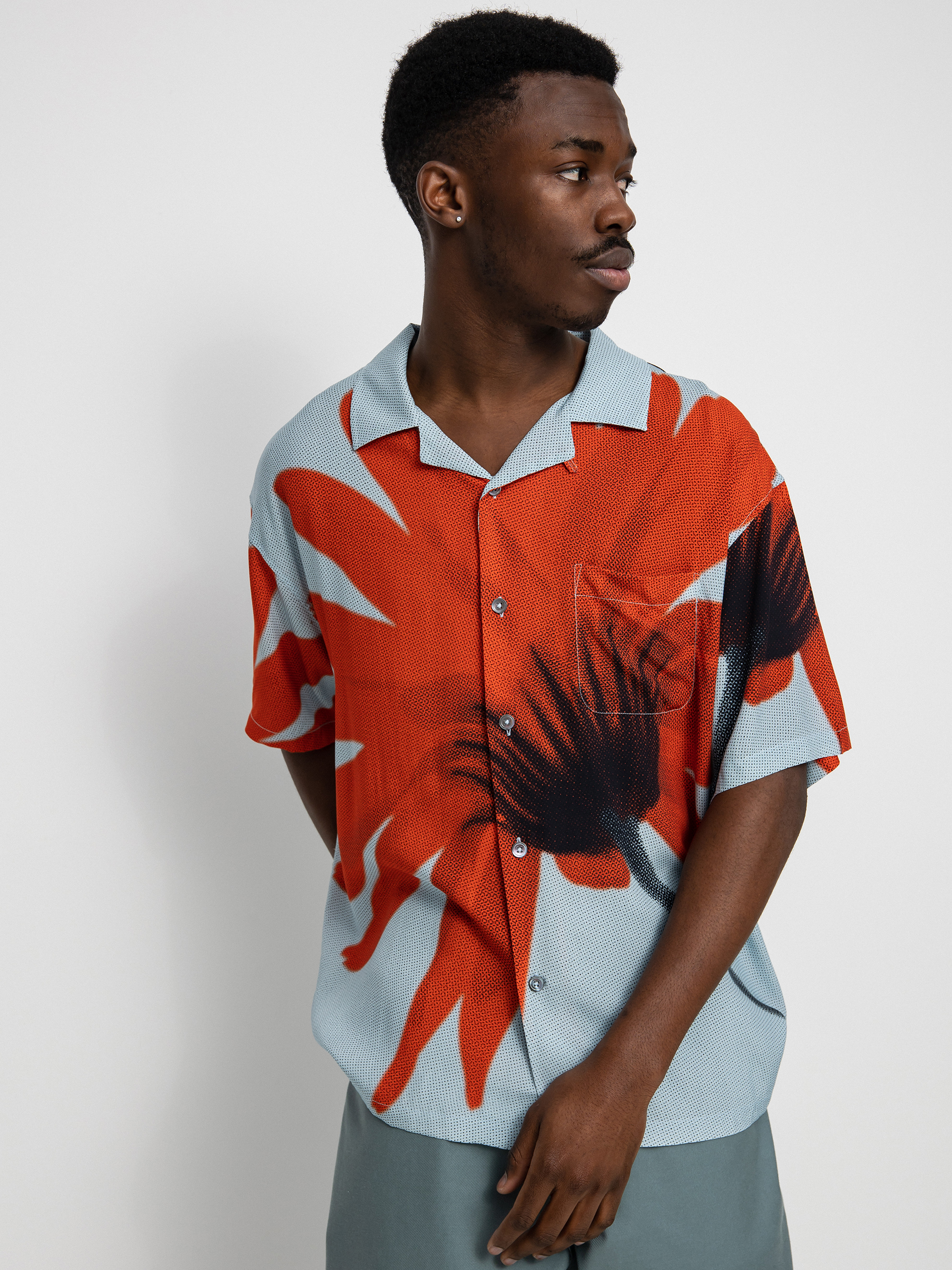 Koszula Stussy Halftone Flower (light blue)