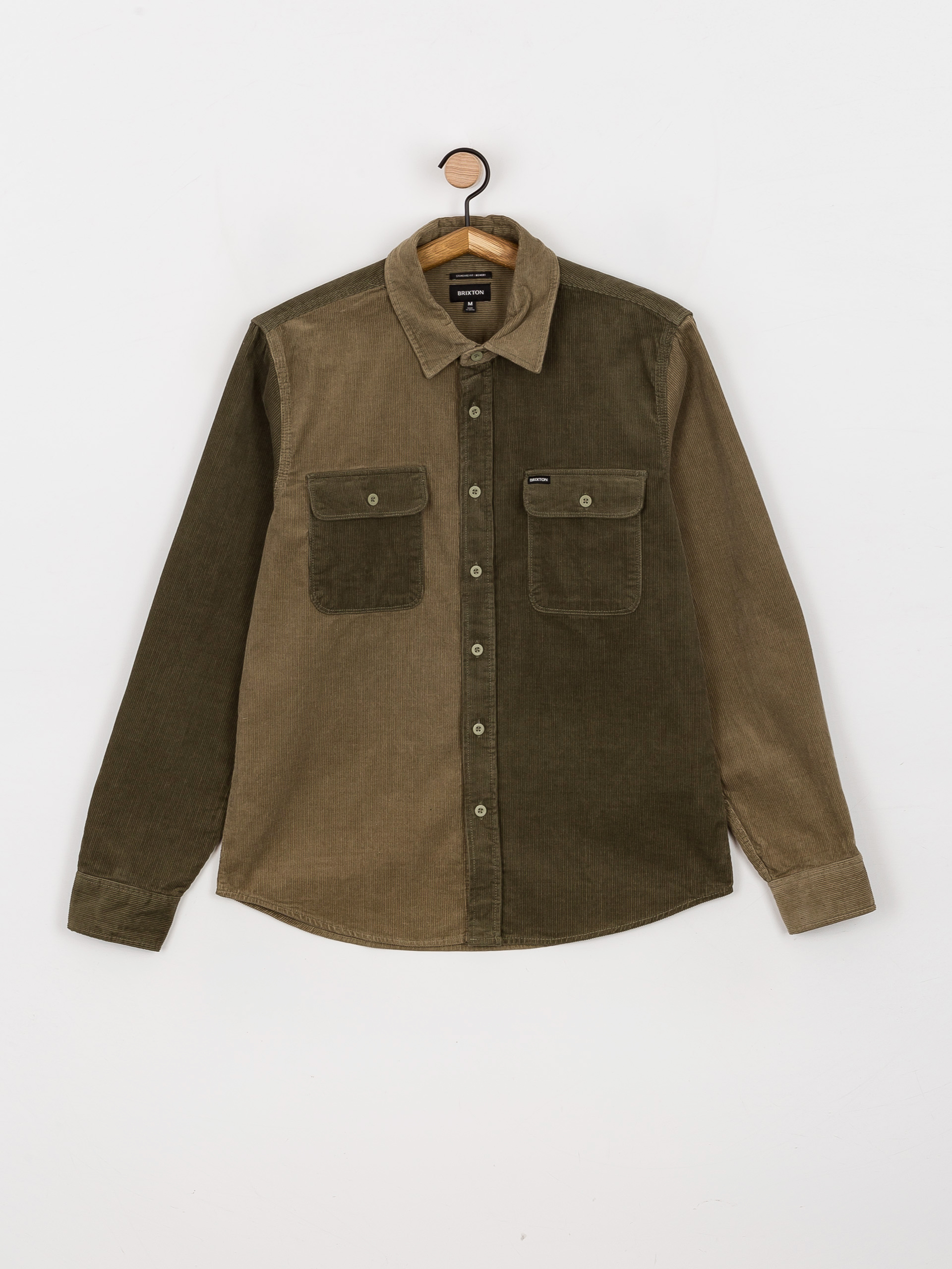 Koszula Brixton Bowery Corduroy Flannel Ls (military olive/mermaid)
