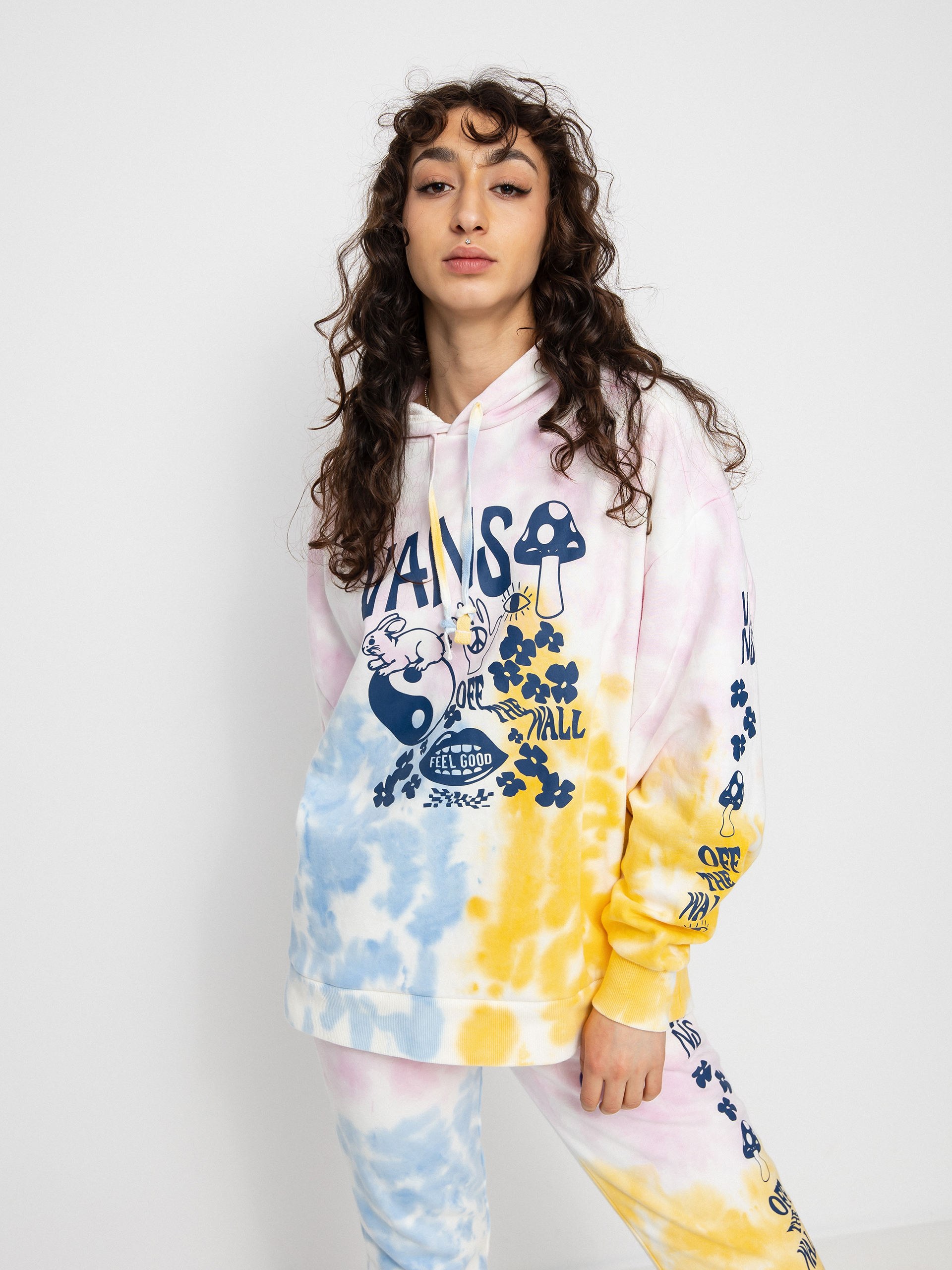 Bluza z kapturem Vans Mascy Daze Tri Dye HD Wmn (cradle pink)