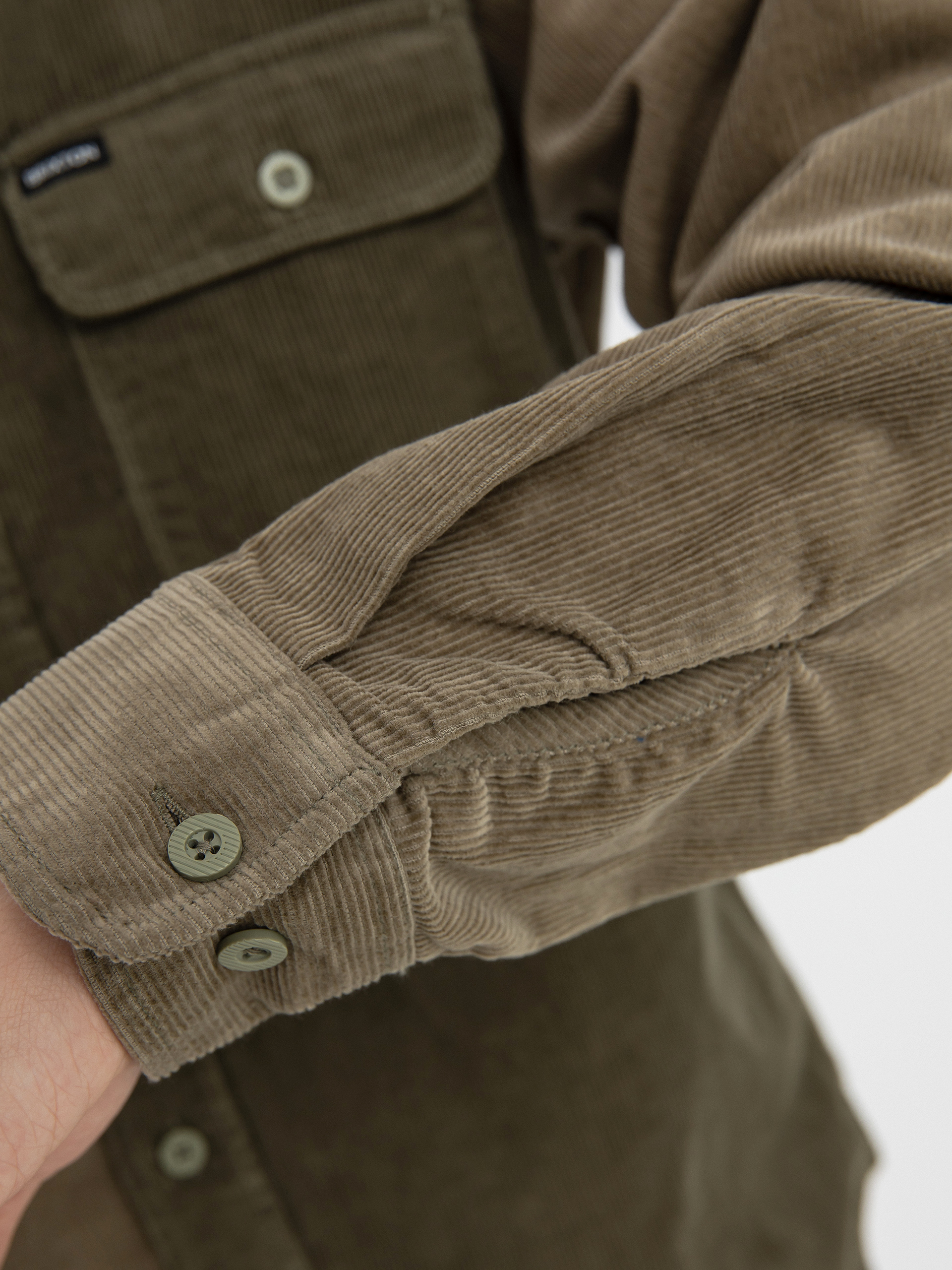 Koszula Brixton Bowery Corduroy Flannel Ls (military olive/mermaid)