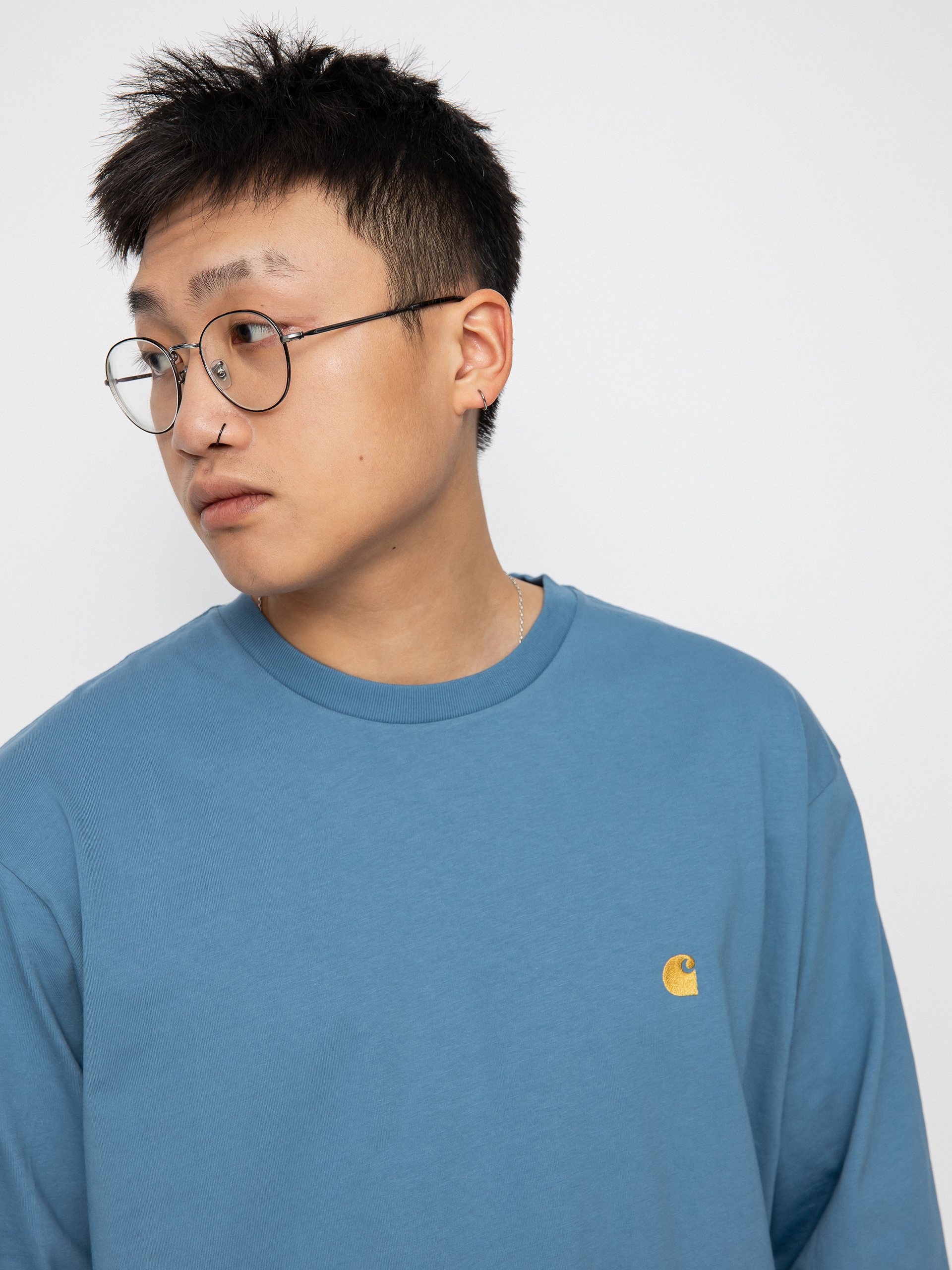 Longsleeve Carhartt WIP Chase (icy water/gold)
