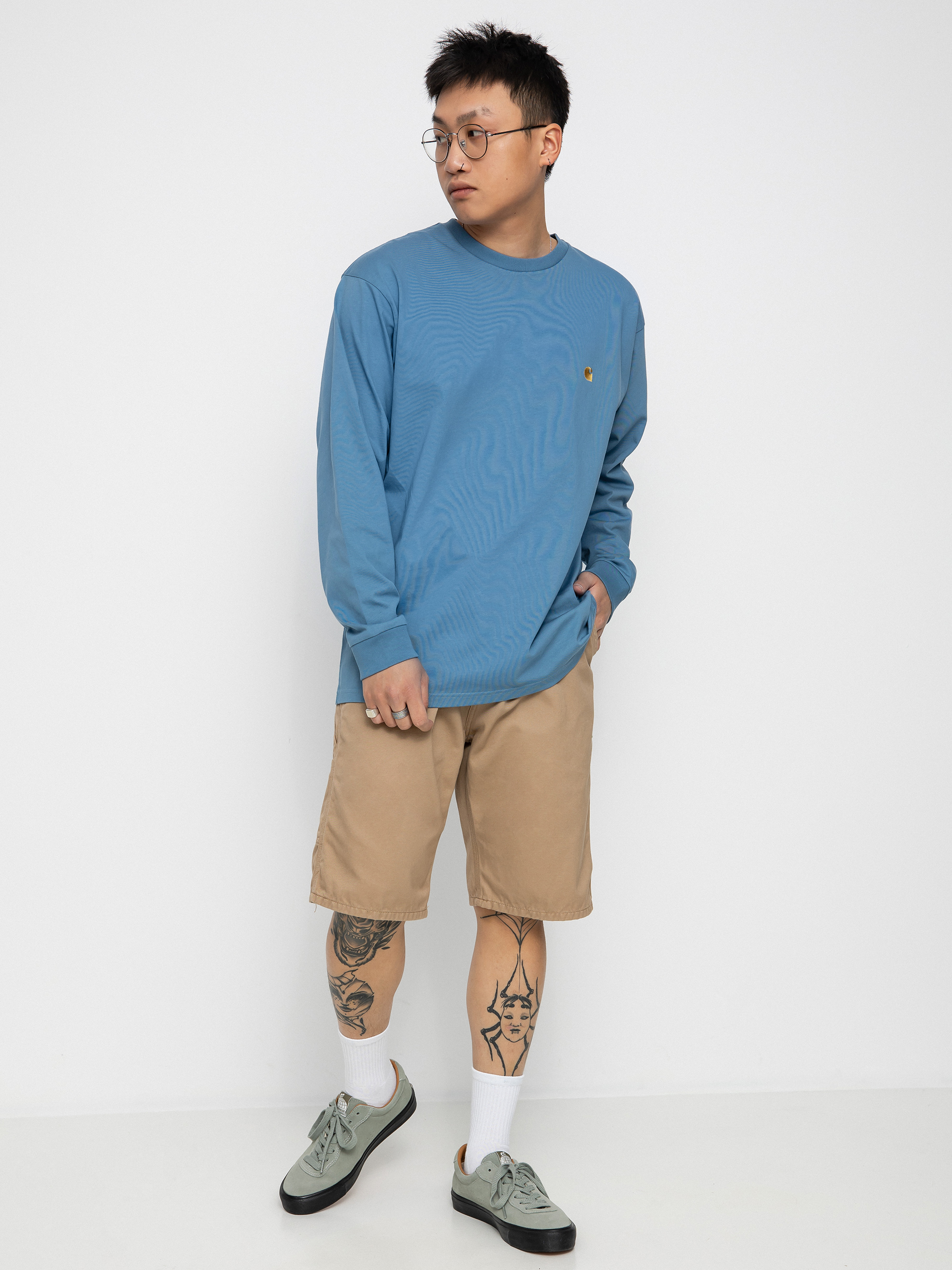 Longsleeve Carhartt WIP Chase (icy water/gold)