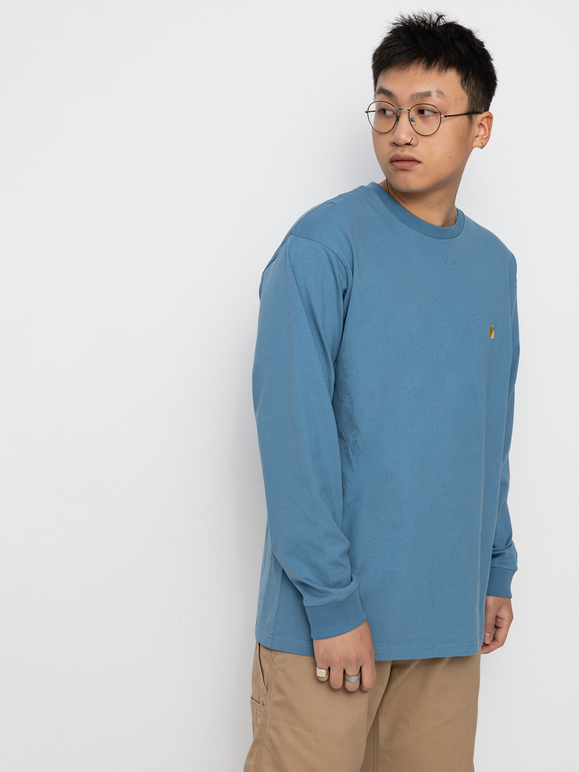 Longsleeve Carhartt WIP Chase (icy water/gold)