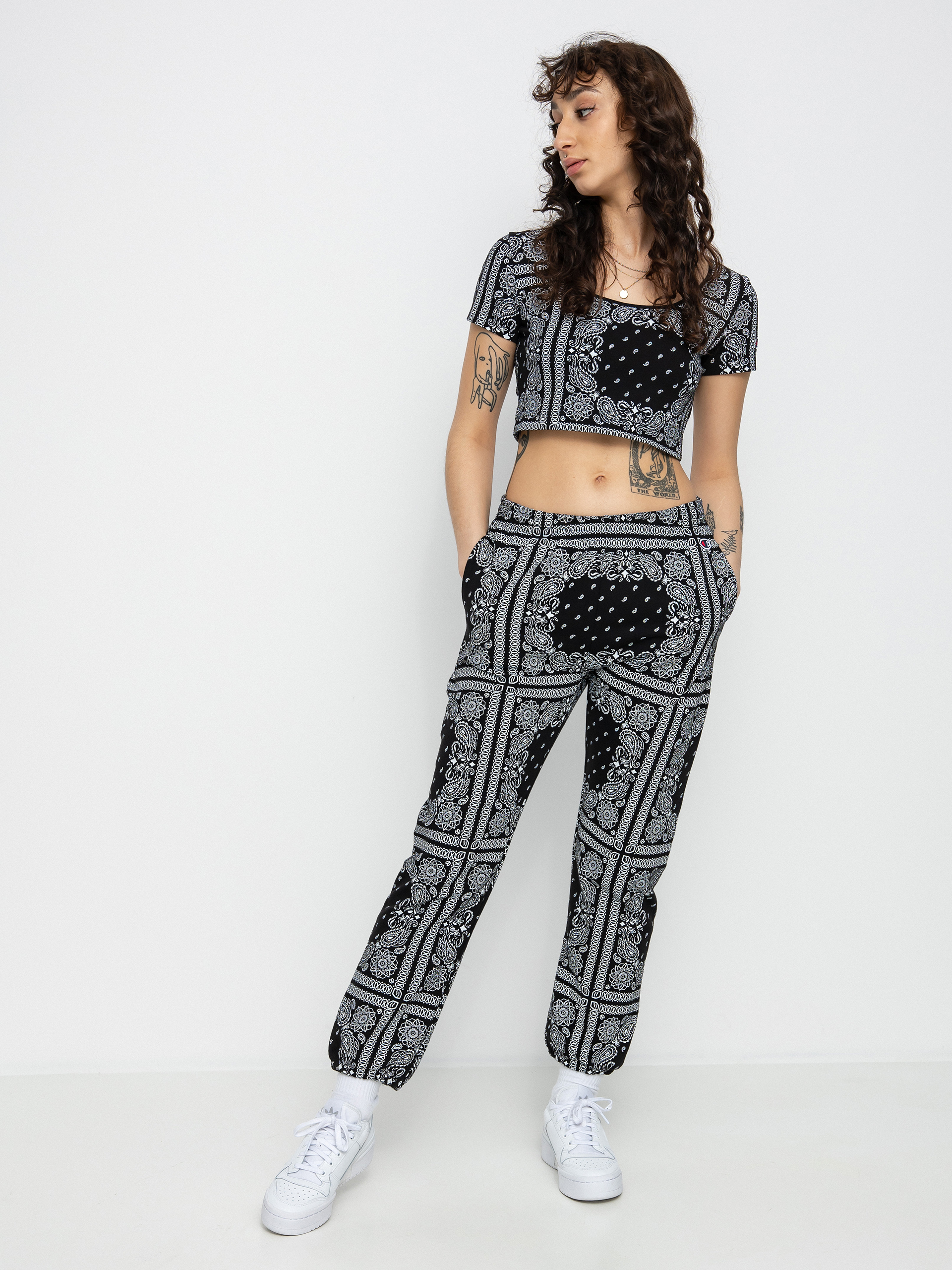 Spodnie Champion Elastic Cuff Pants 115122 Wmn (nbk/allover)