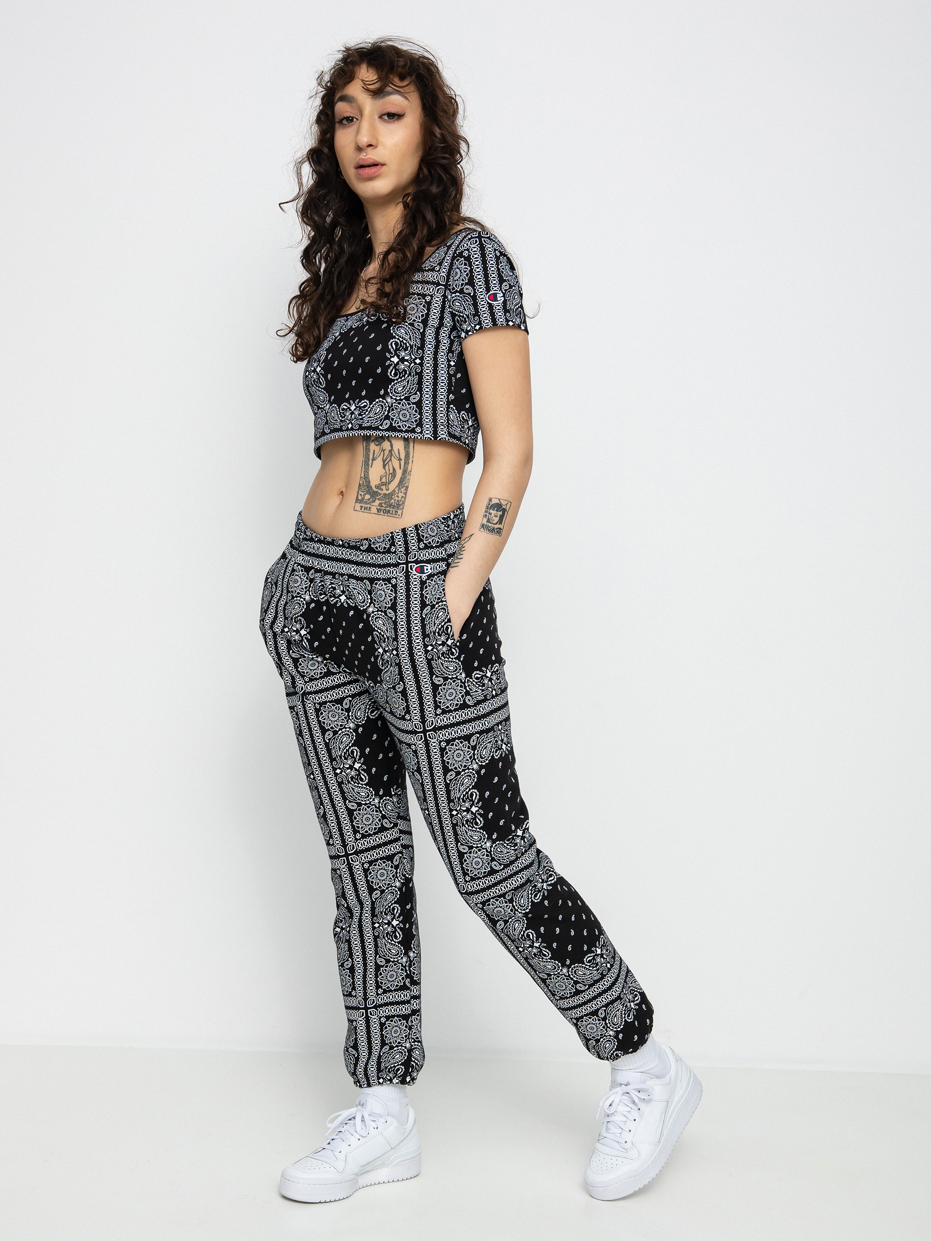 Spodnie Champion Elastic Cuff Pants 115122 Wmn (nbk/allover)