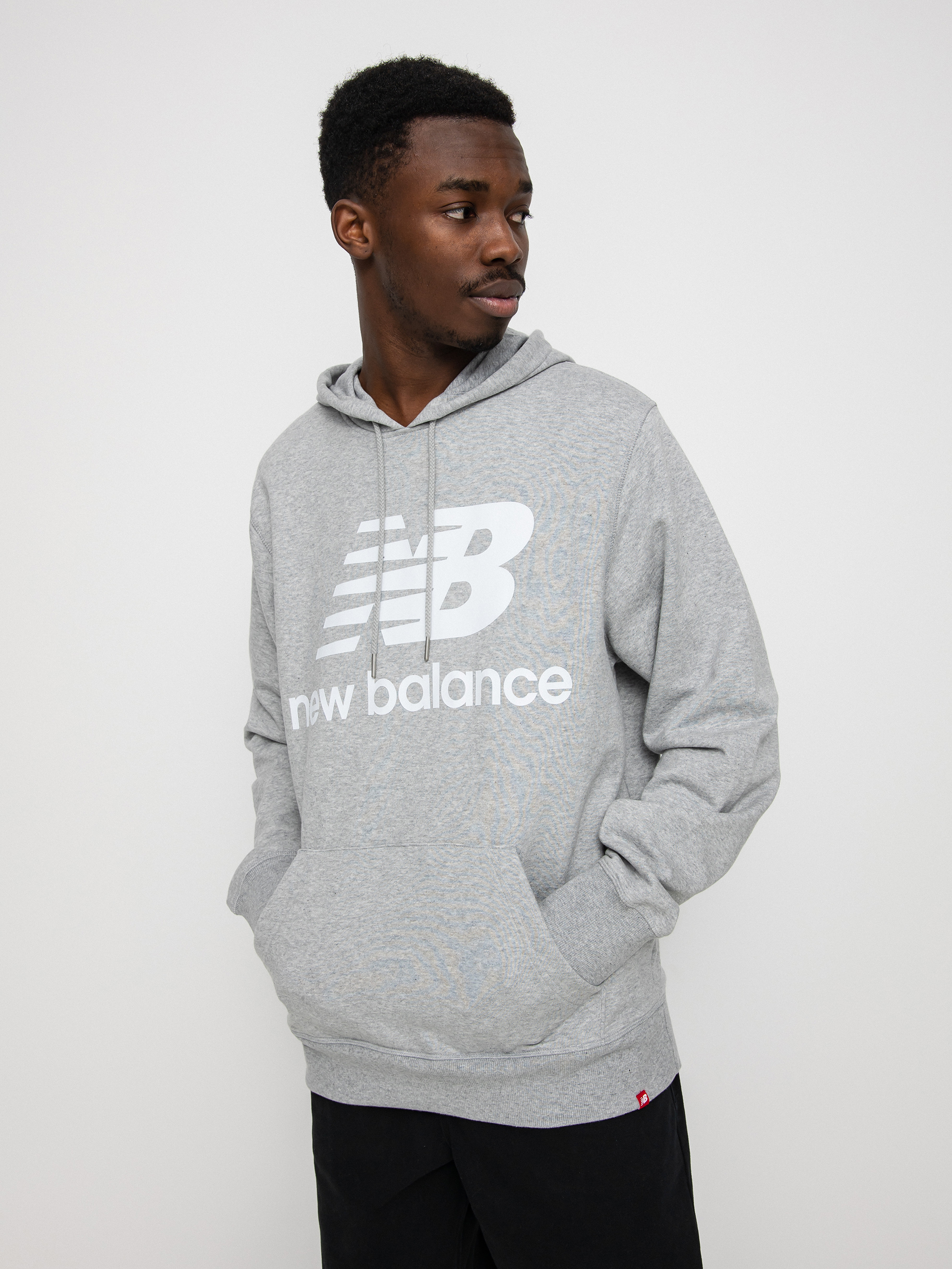 Bluza z kapturem New Balance Essentials Stacked Logo HD (grey)