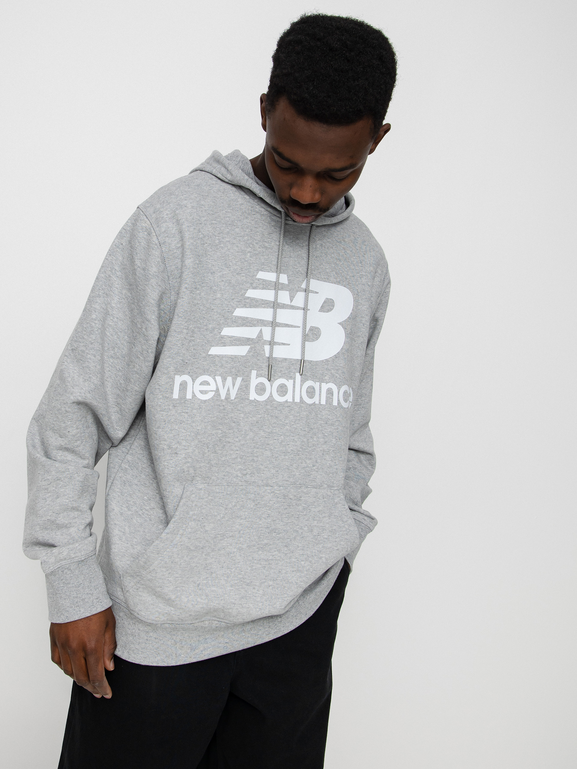 Bluza z kapturem New Balance Essentials Stacked Logo HD (grey)