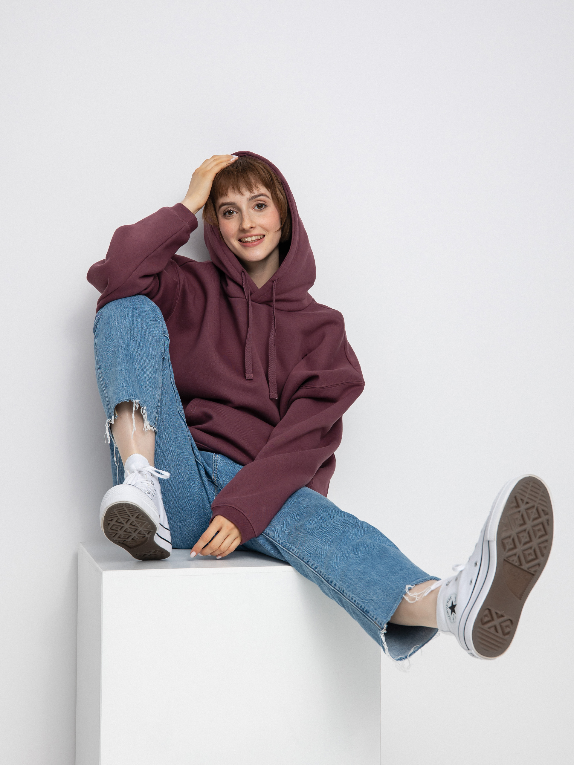 Bluza z kapturem Volcom Stone Heart II HD Wmn (eggplant)