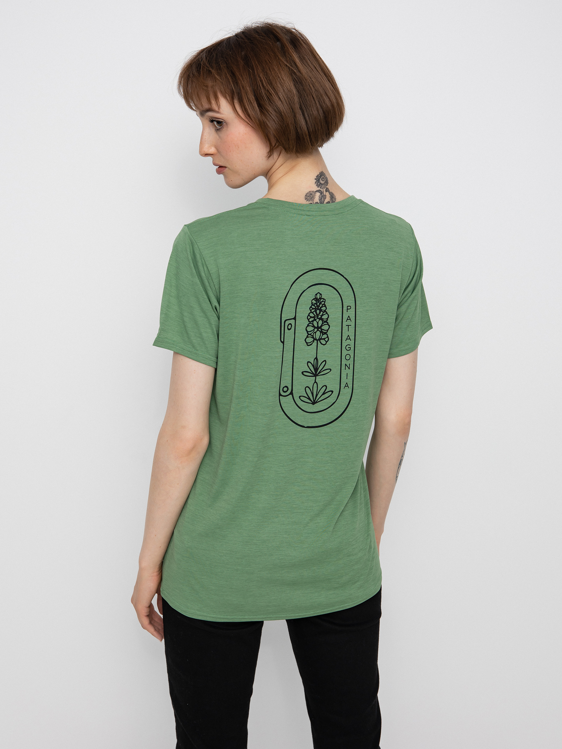 T-shirt Patagonia Cap Cool Daily Graphic Wmn (clean climb bloom sedge green x-dye)