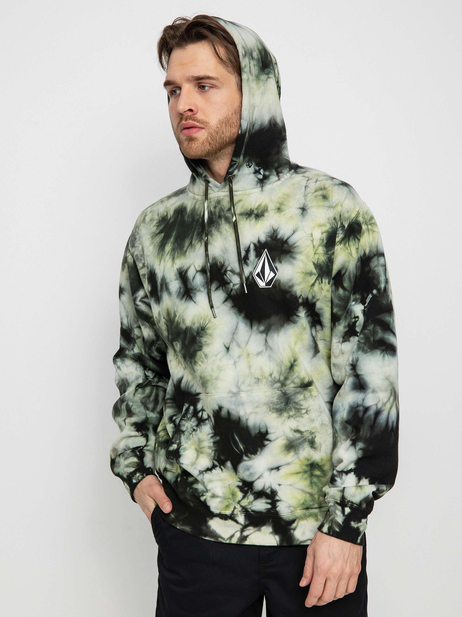 Bluza z kapturem Volcom Iconic Stone Plus HD (lime tie dye)