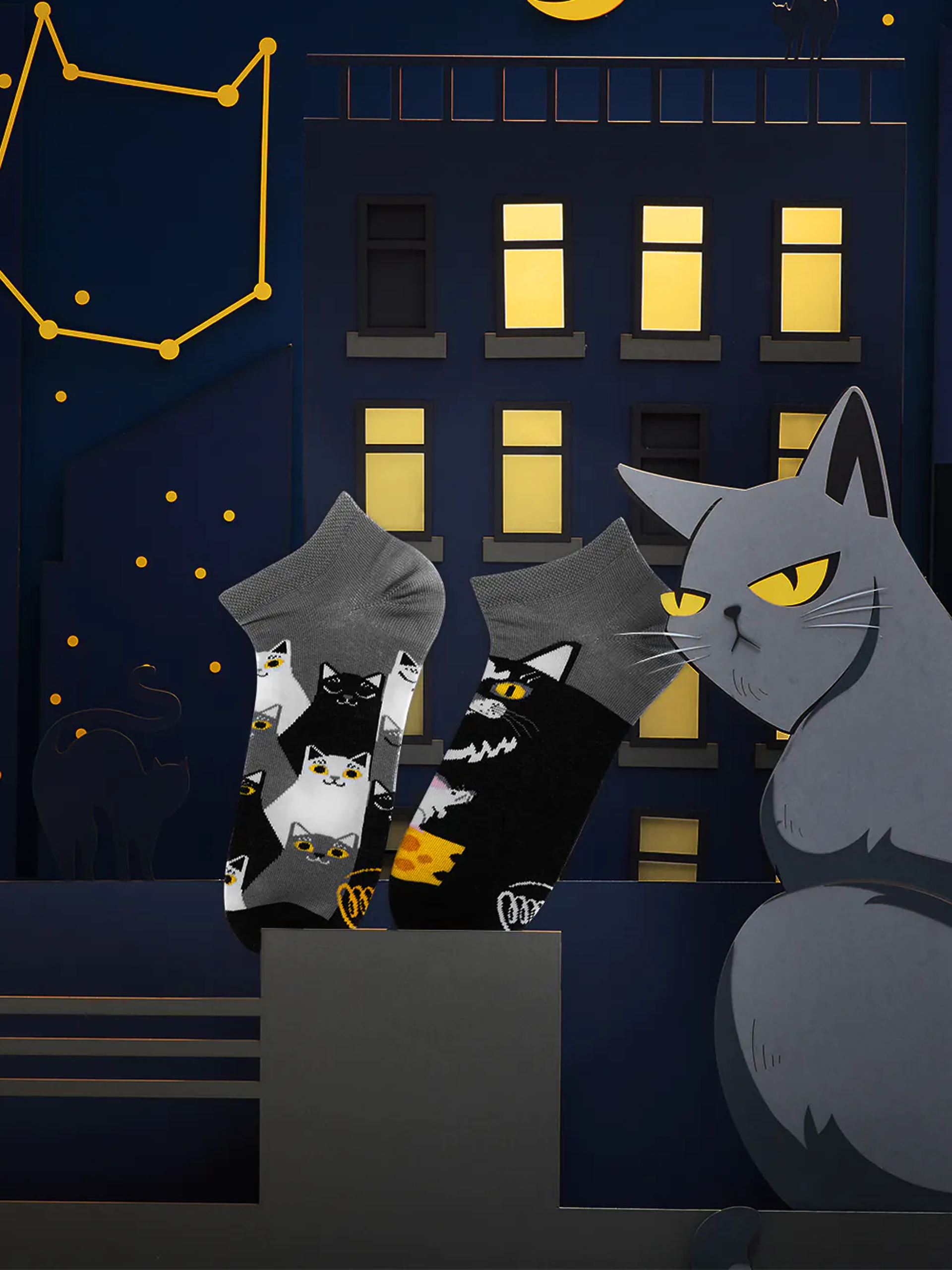 Skarpetki Many Mornings Black Cat Low (black/grey)