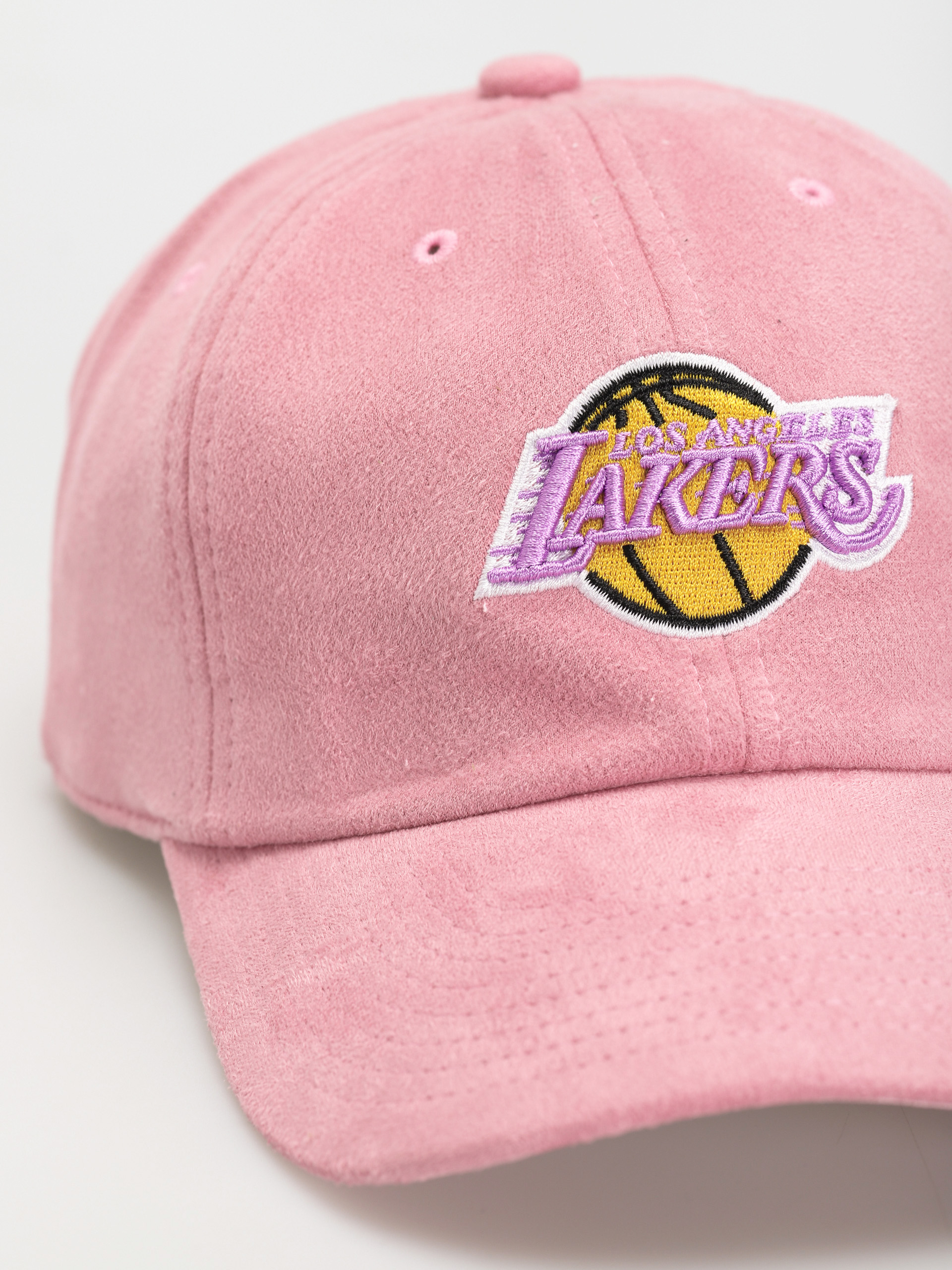 Czapka z daszkiem Mitchell & Ness Suede Dad (los angeles lakers pink)