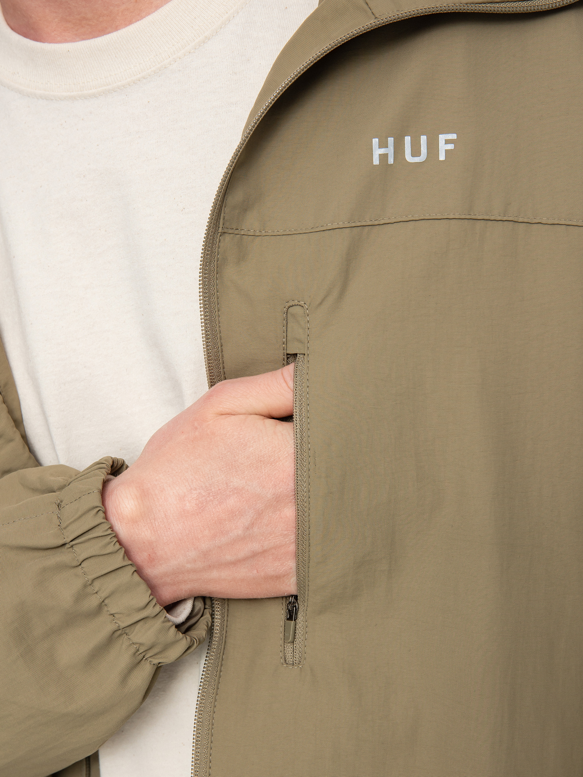 Kurtka HUF Essentials Zip Standard Shell (khaki)