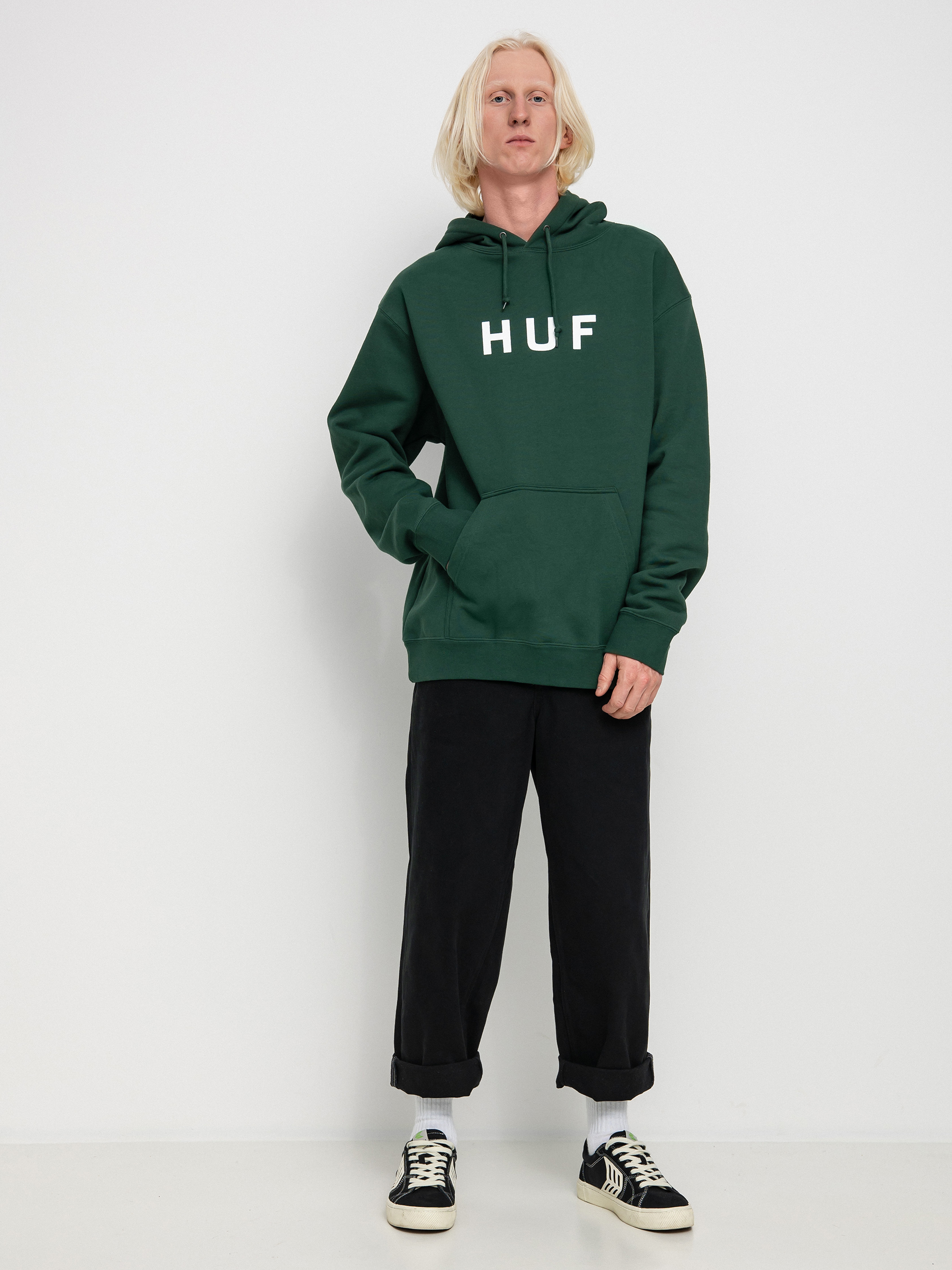 Bluza z kapturem HUF Essentials OG Logo HD (forest green)