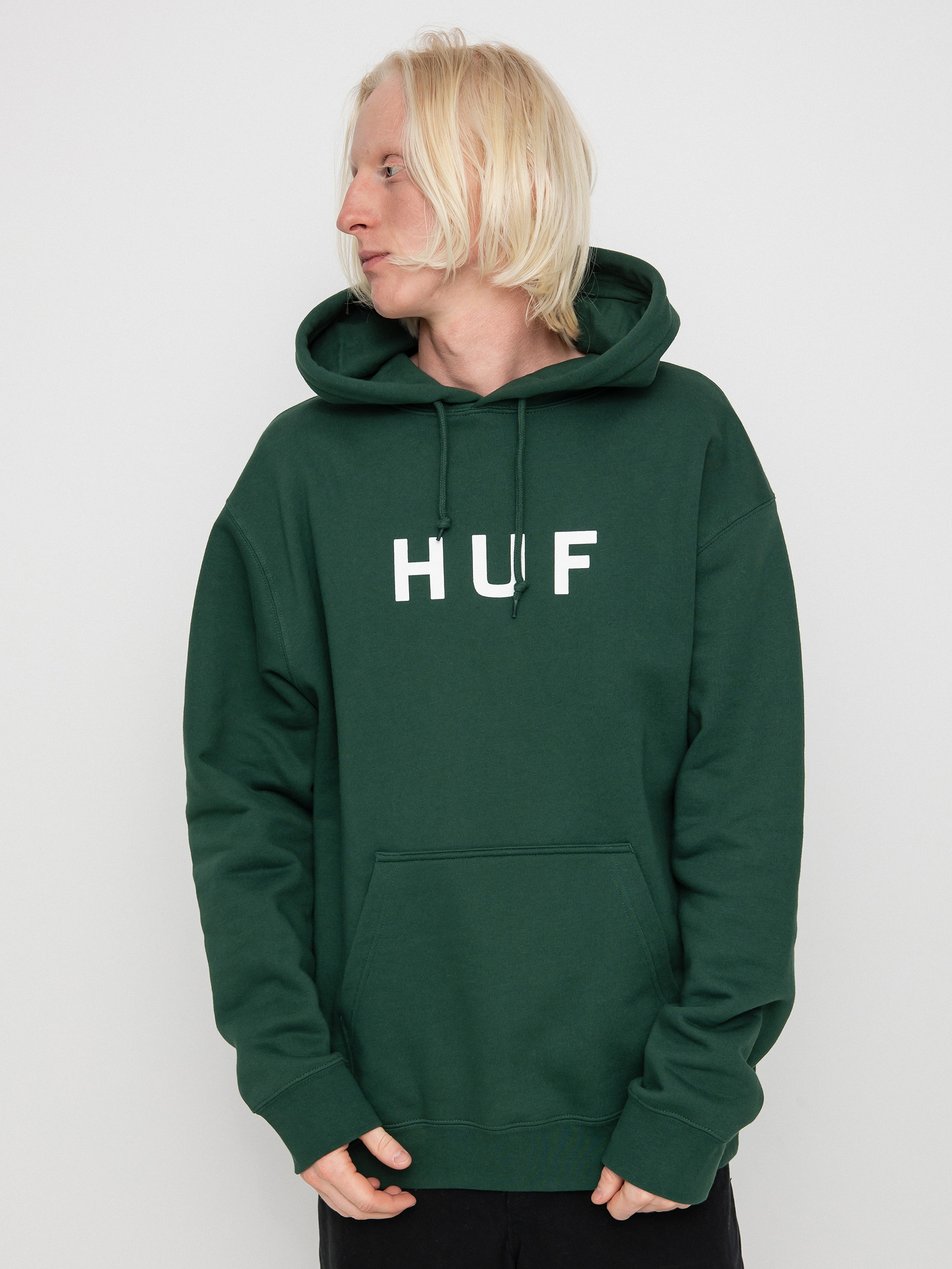 Bluza z kapturem HUF Essentials OG Logo HD (forest green)