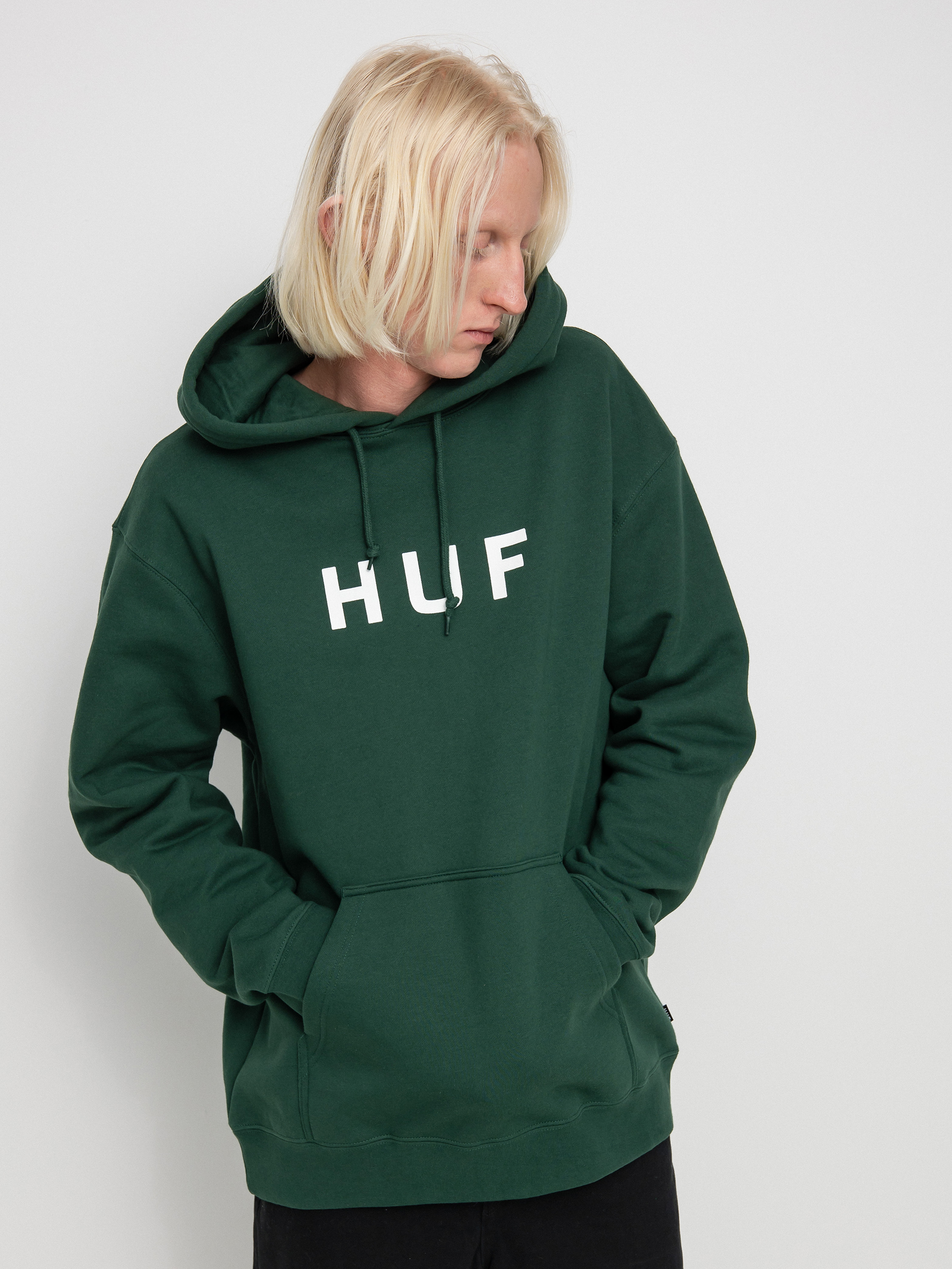 Bluza z kapturem HUF Essentials OG Logo HD (forest green)