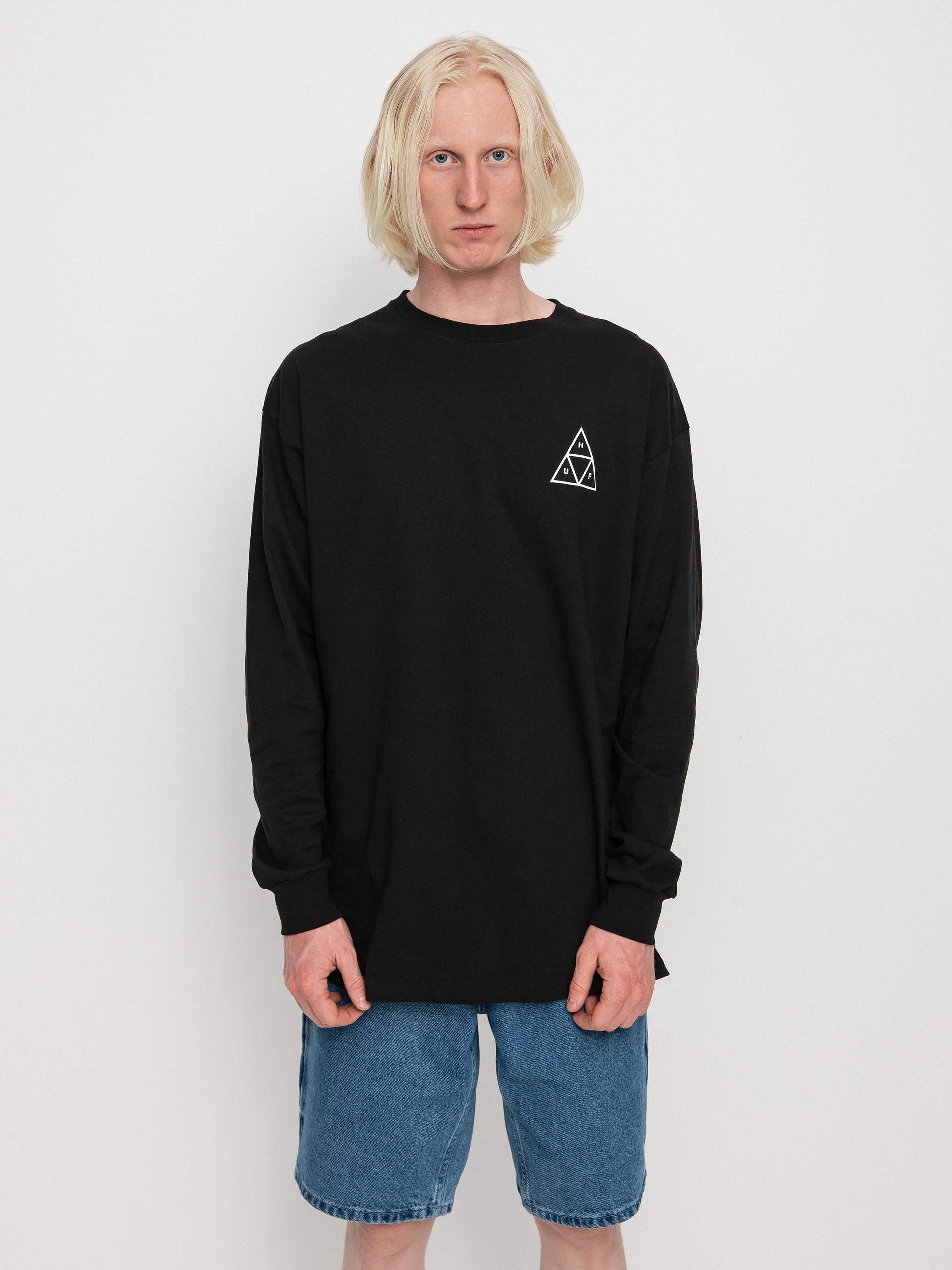 Longsleeve HUF Essentials Triple Triangle (black)