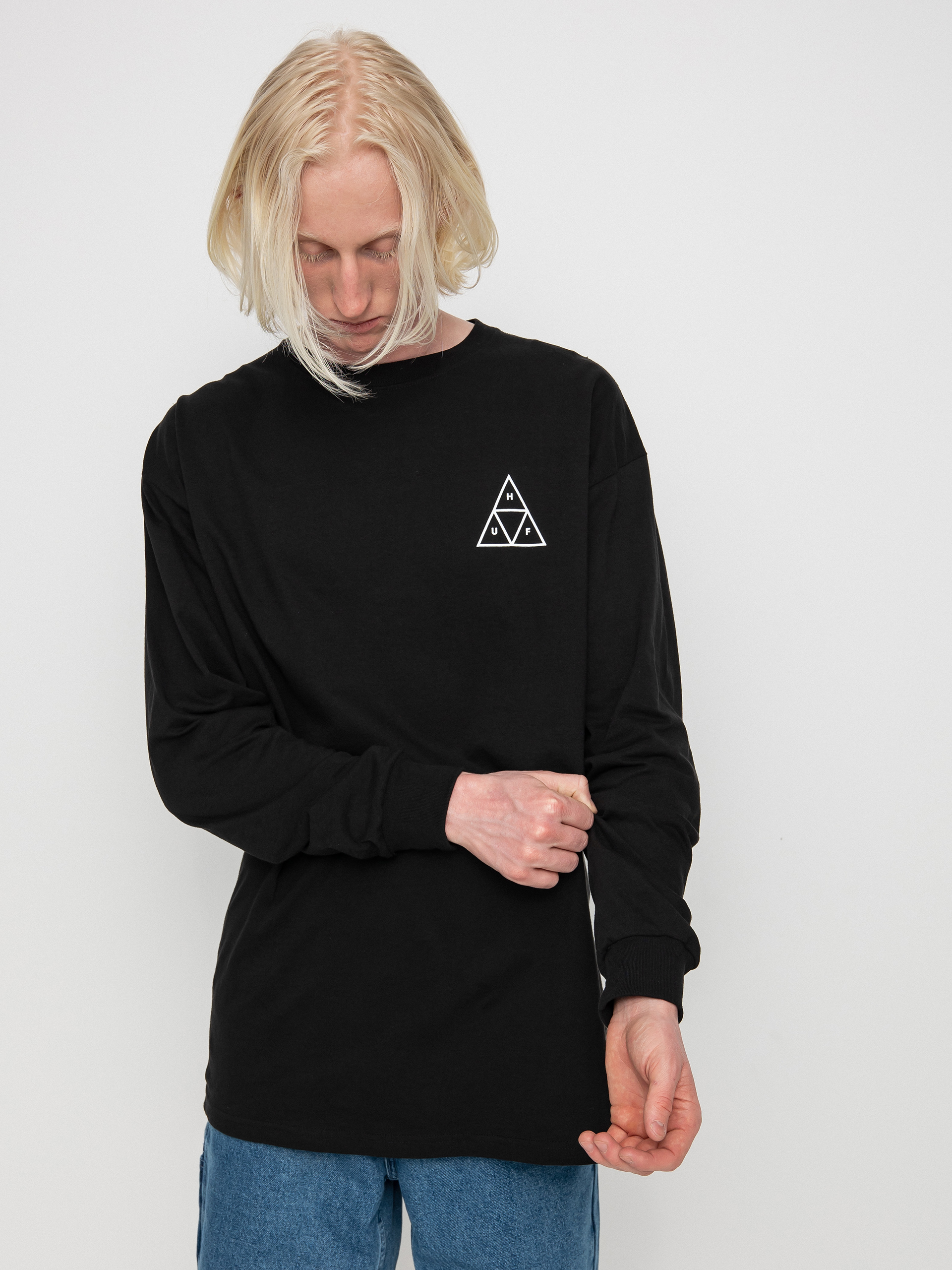 Longsleeve HUF Essentials Triple Triangle (black)