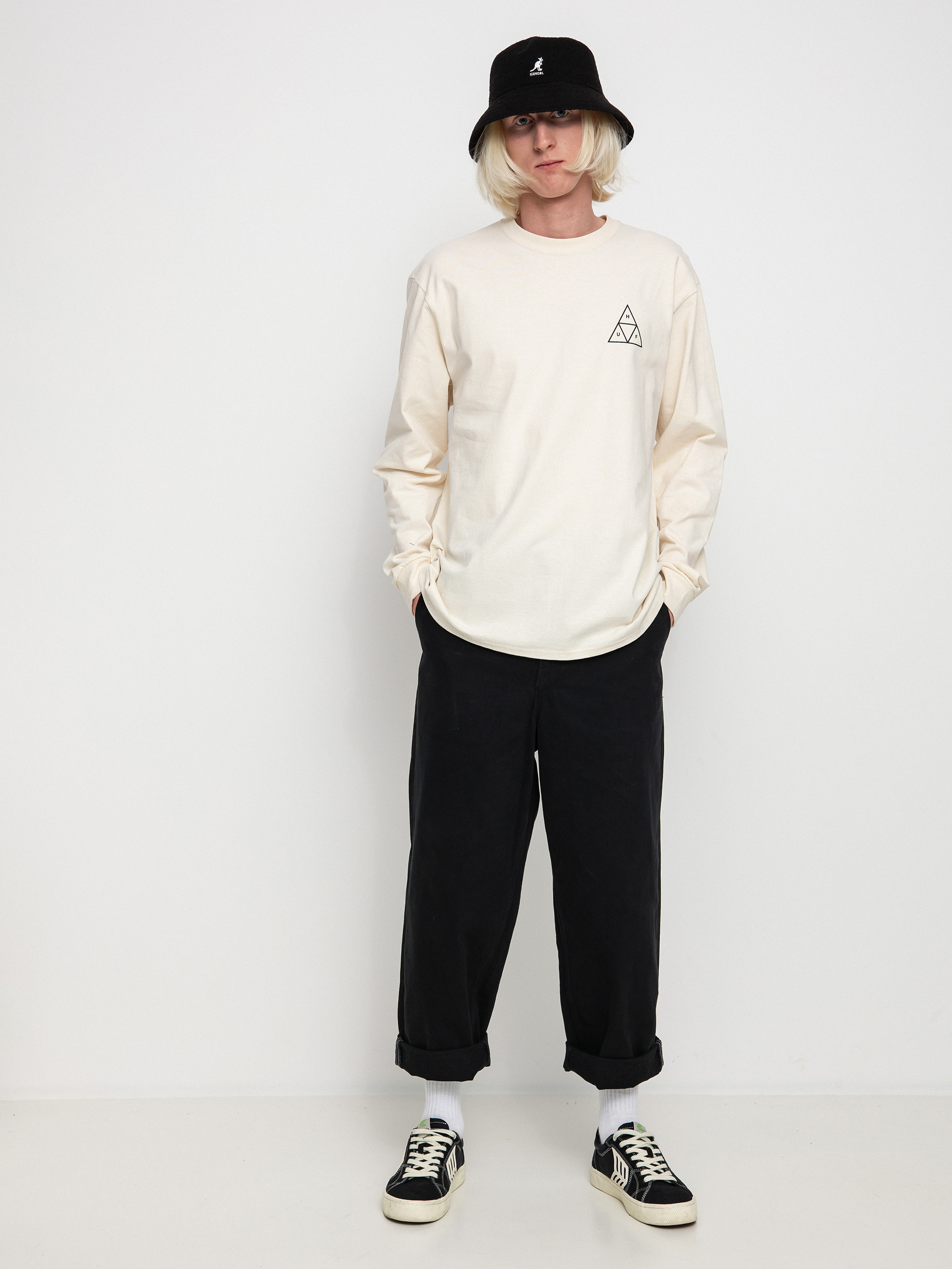 Longsleeve HUF Essentials Triple Triangle (natural)