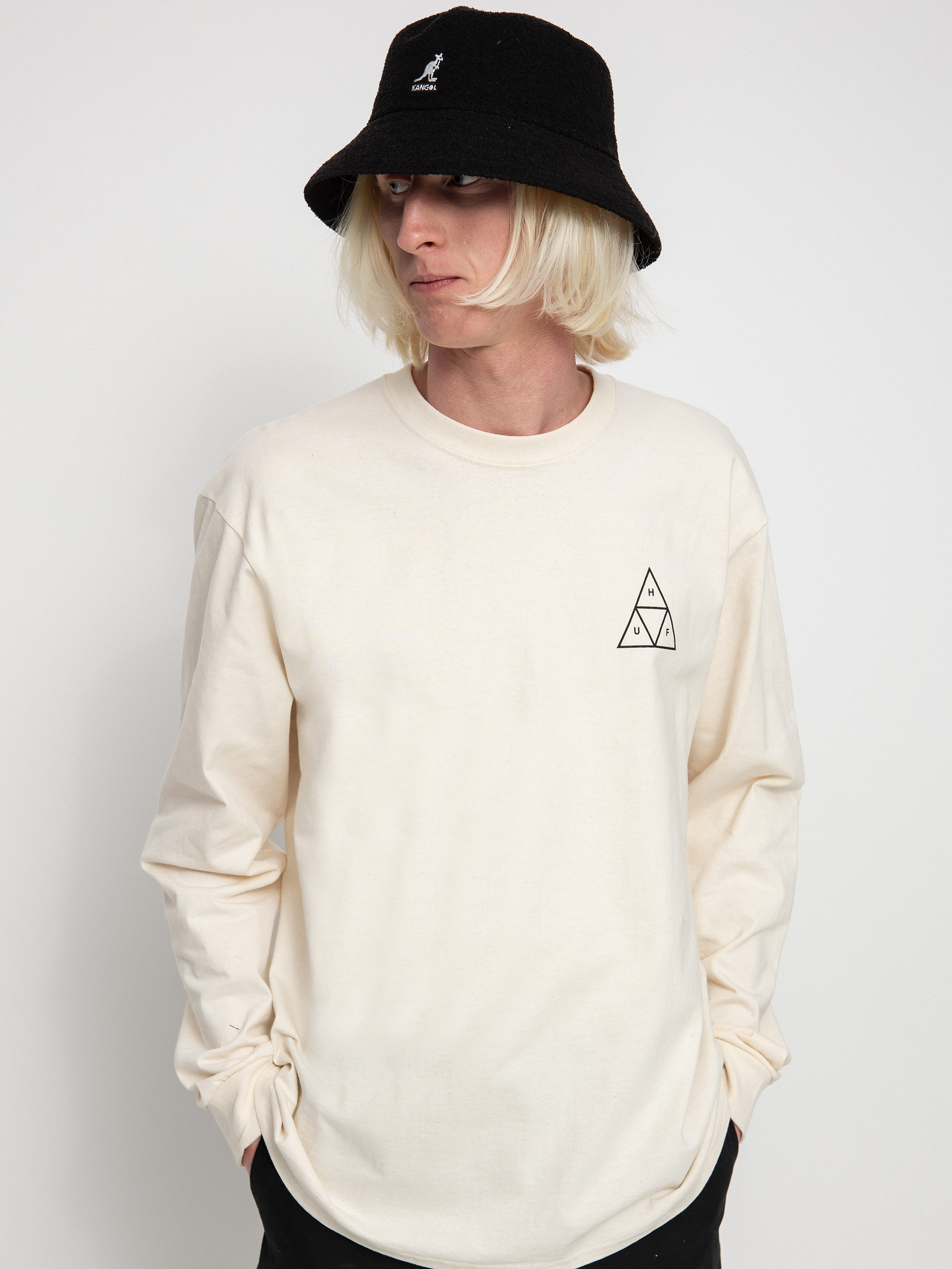 Longsleeve HUF Essentials Triple Triangle (natural)
