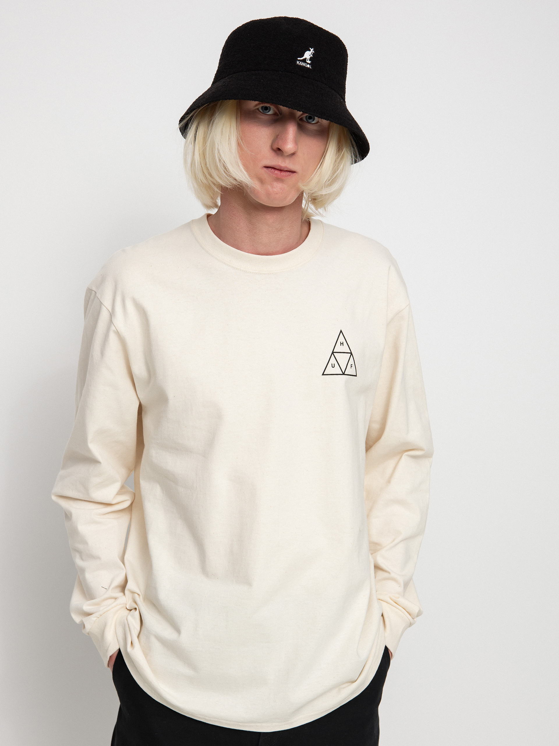 Longsleeve HUF Essentials Triple Triangle (natural)