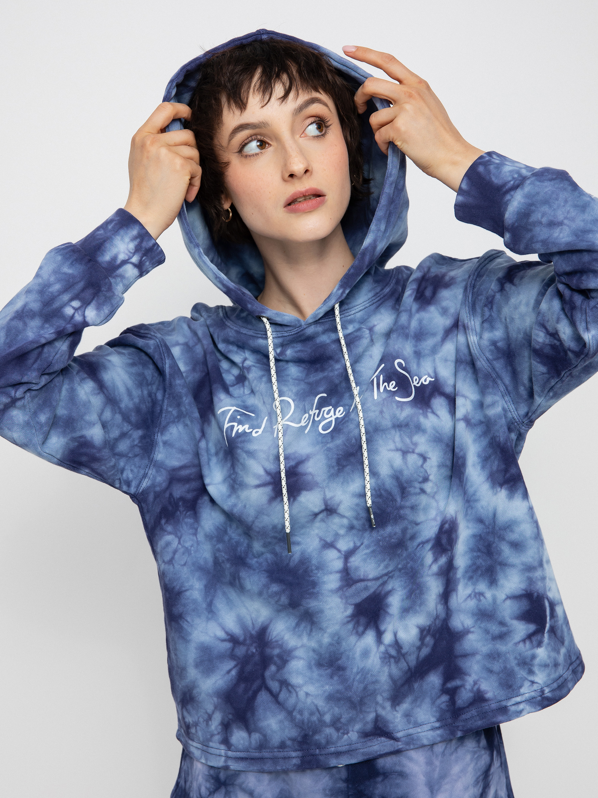 Bluza z kapturem Salty Crew Sand Set Crop Wmn (navy tie dye)