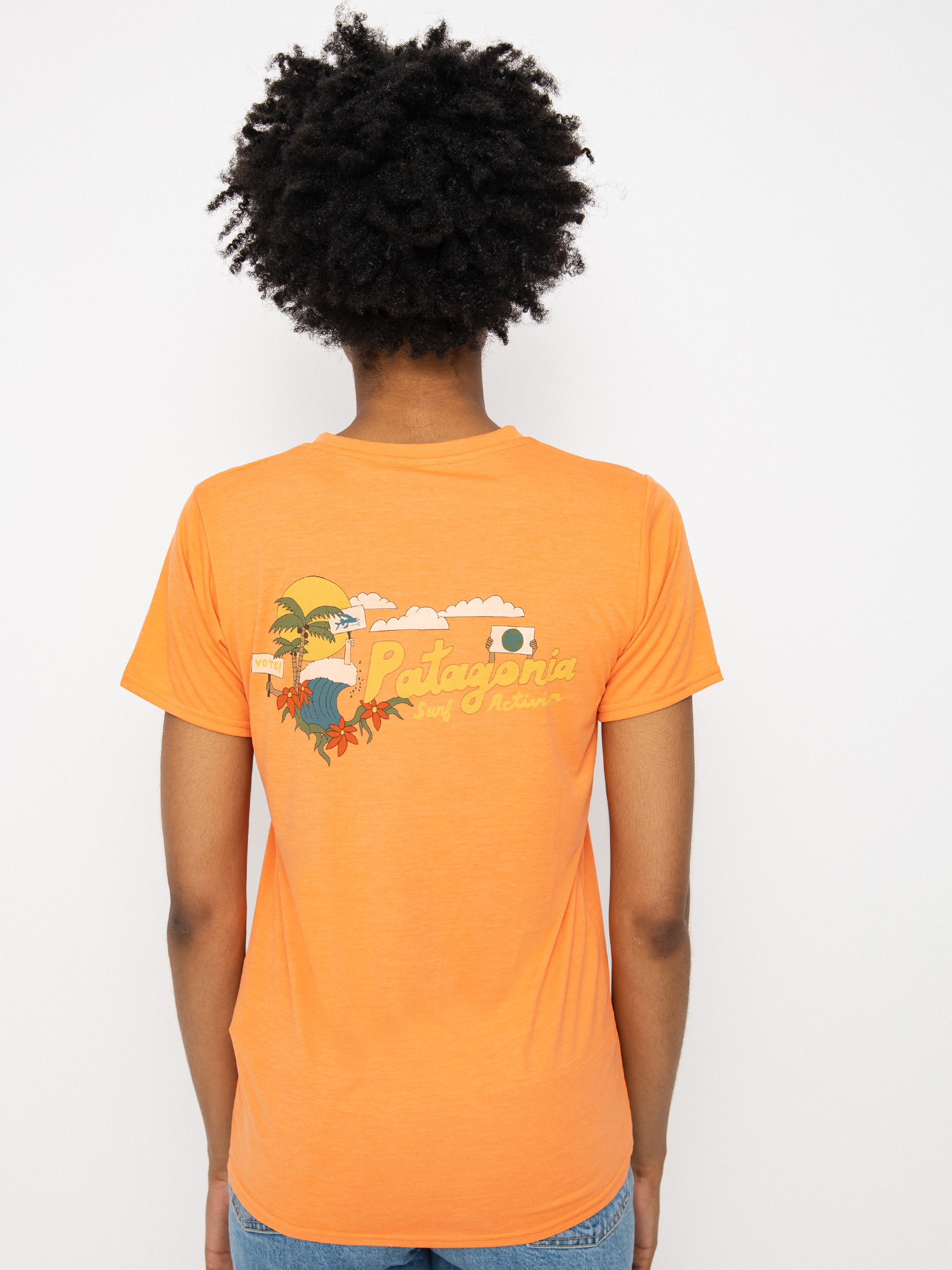 T-shirt Patagonia Cap Cool Daily Graphic Wmn (palm protest tigerlily orange x-dye)