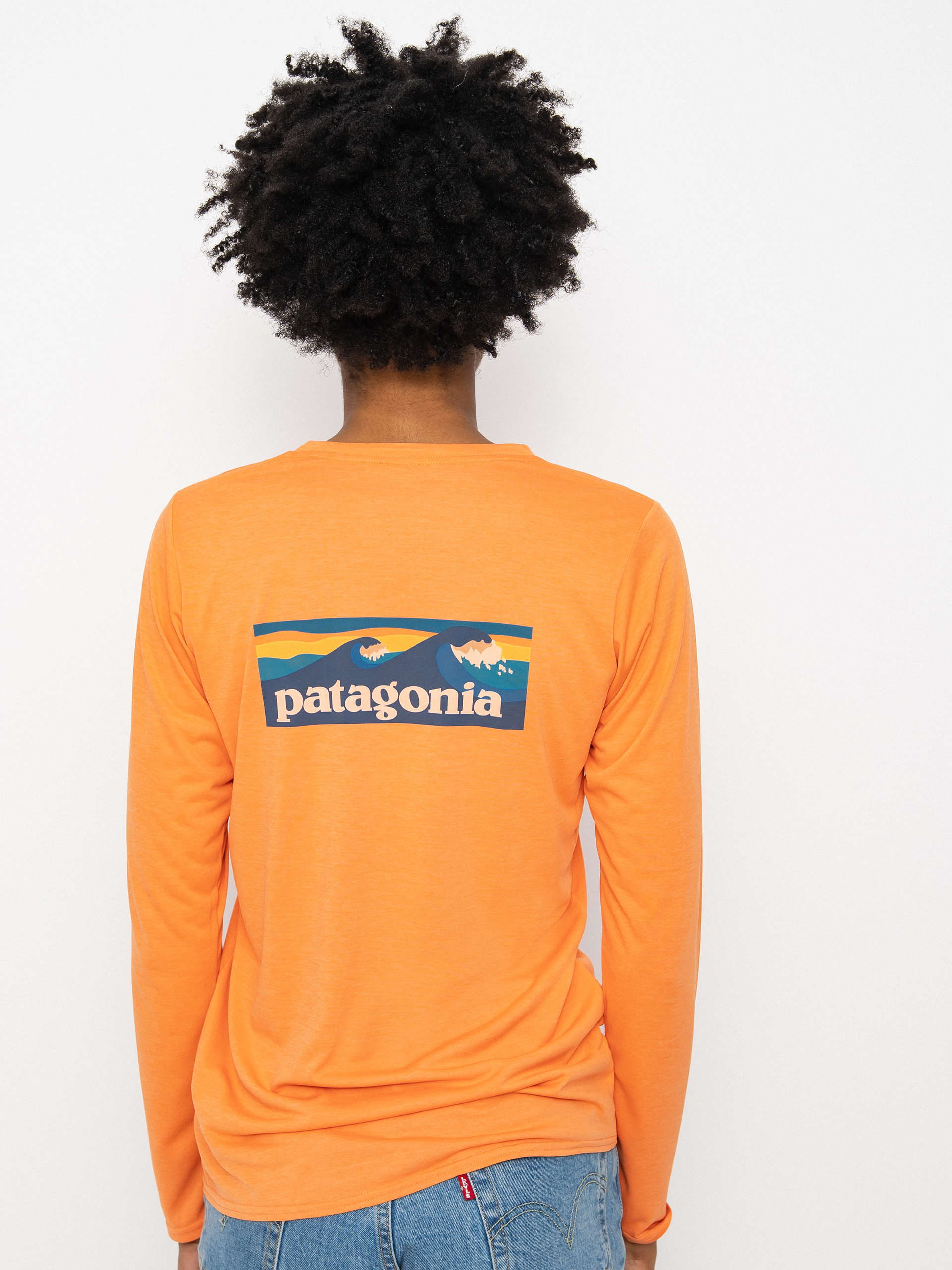 Longsleeve Patagonia Cap Cool Daily Graphic Wmn (boardshort logo tigerlily orange x-dye)