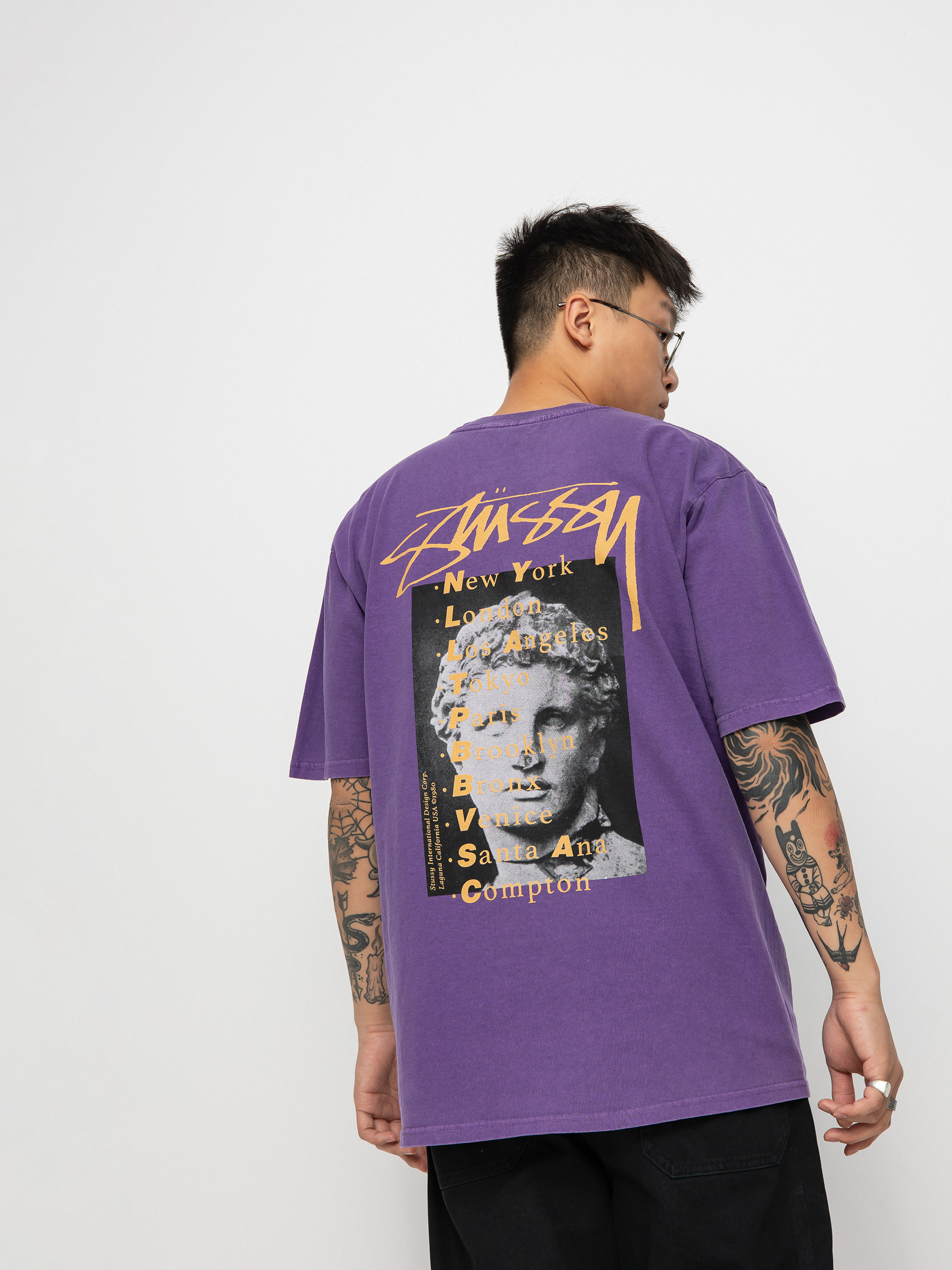 T-shirt Stussy Statue Pig. Dyed - fioletowy (purple)