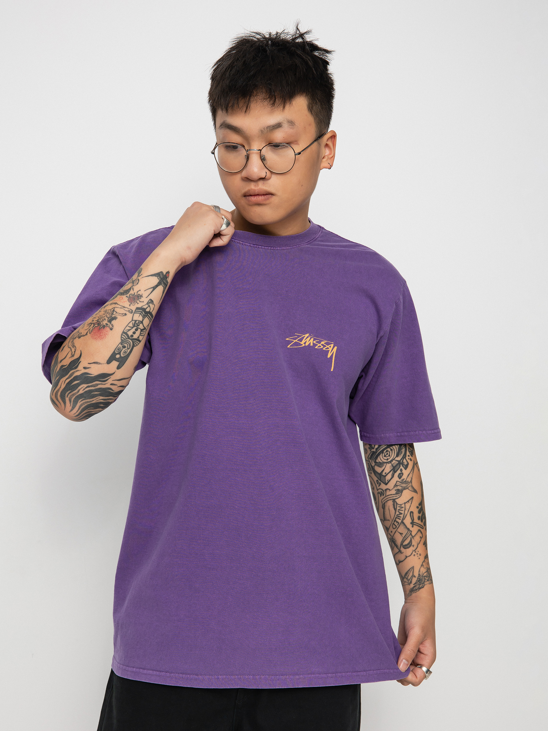 T-shirt Stussy Statue Pig. Dyed - fioletowy (purple)