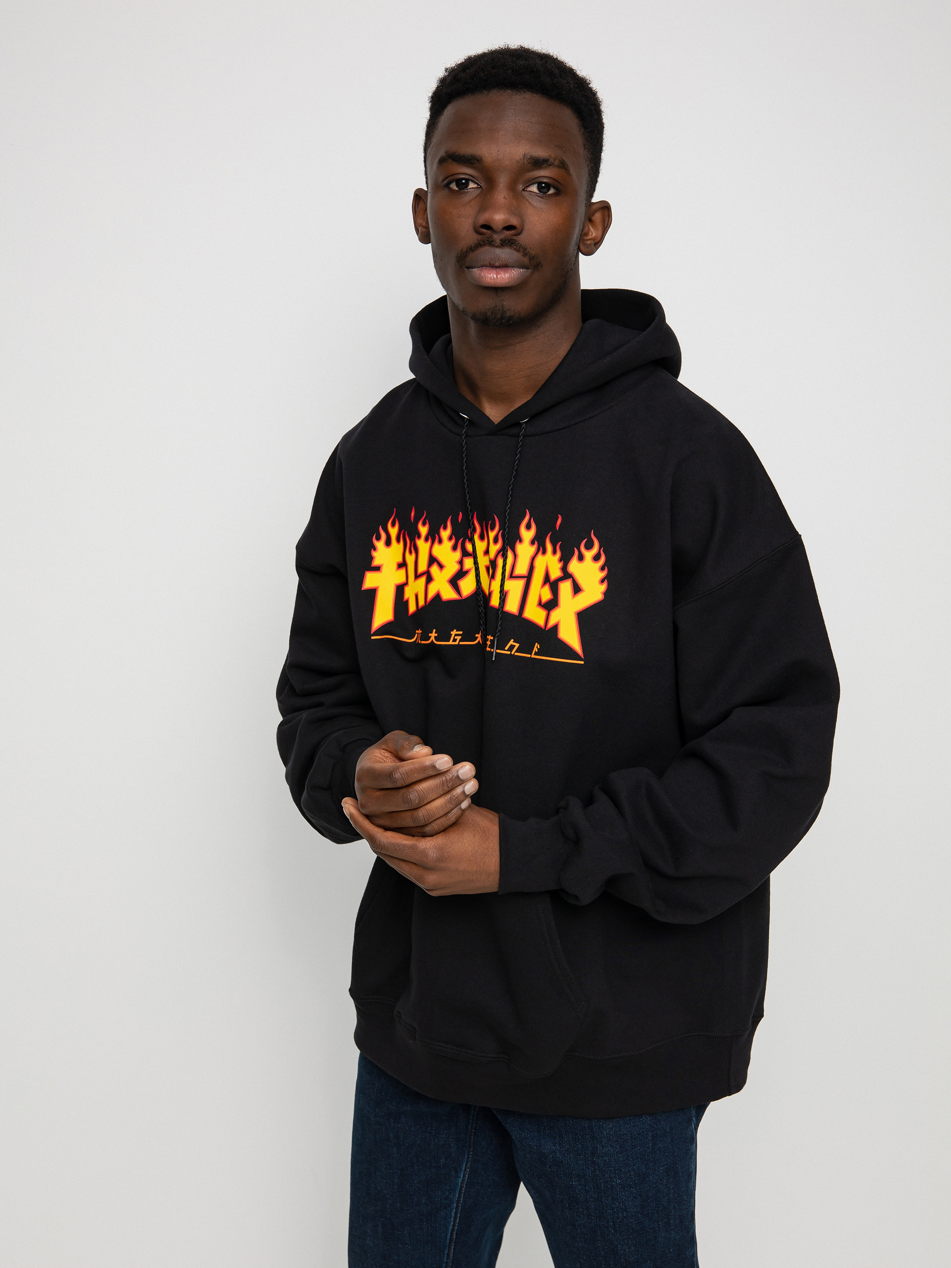Bluza z kapturem Thrasher Godzilla Flame HD (black)