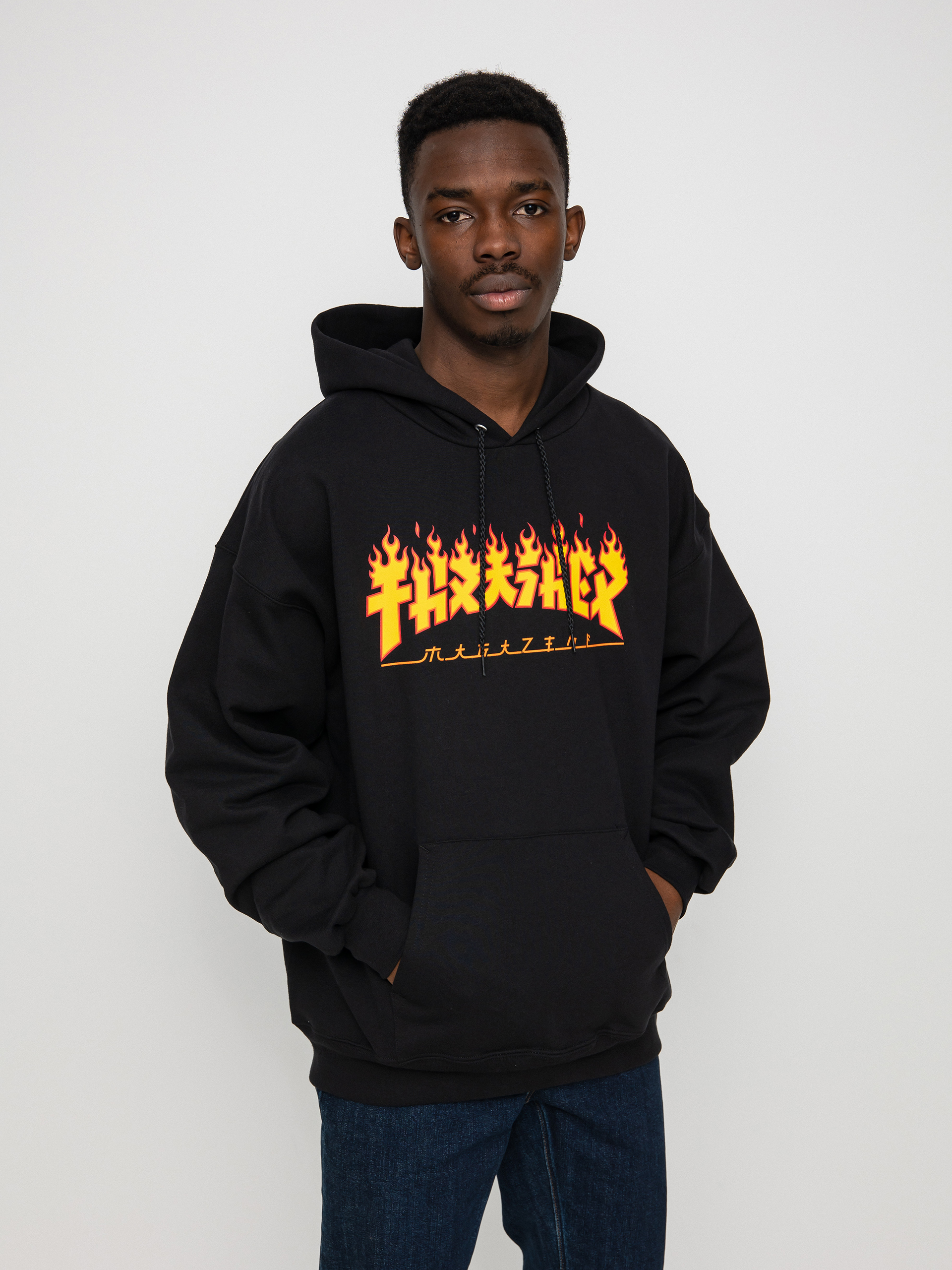 Bluza z kapturem Thrasher Godzilla Flame HD (black)
