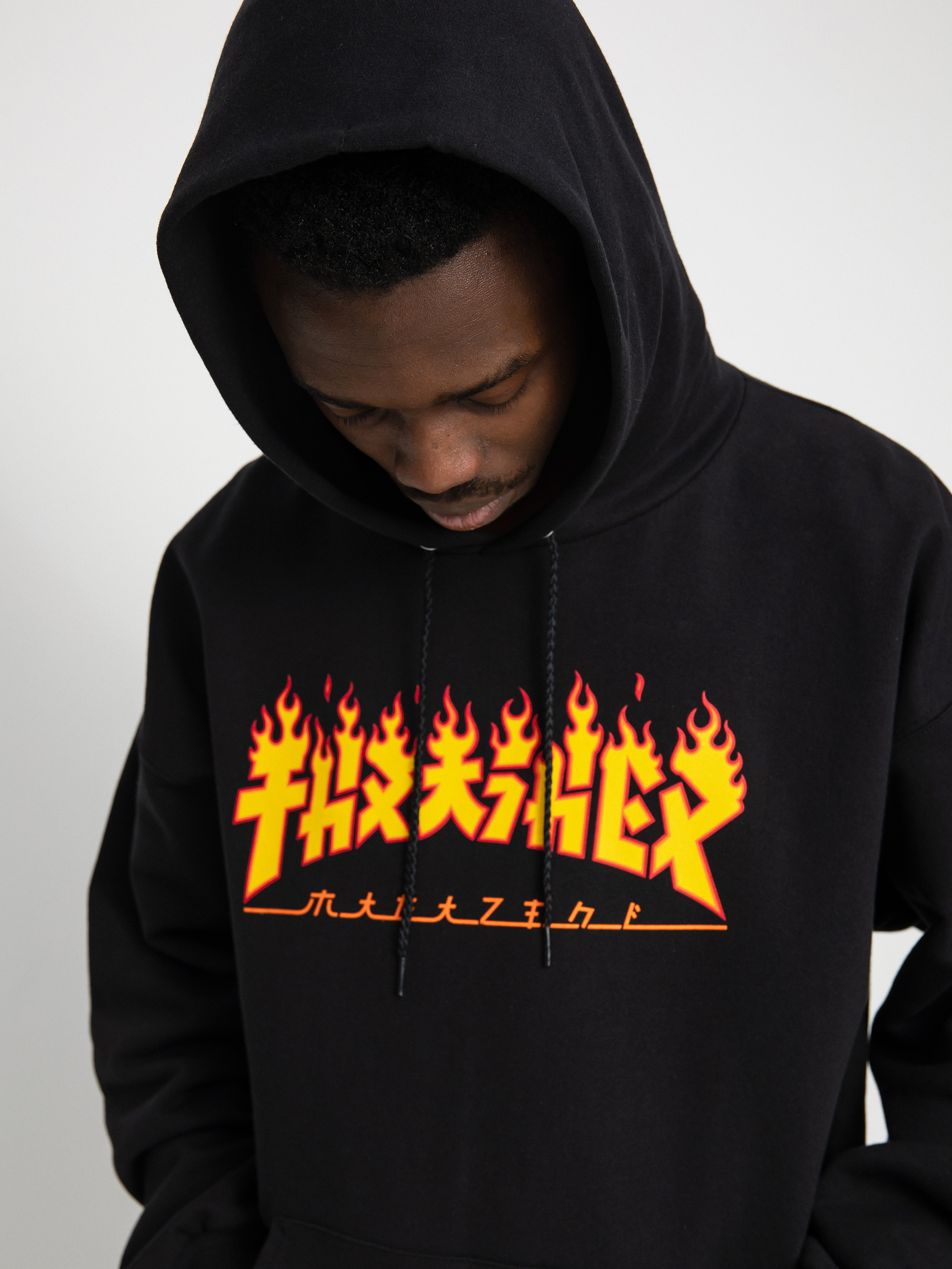 Bluza z kapturem Thrasher Godzilla Flame HD (black)