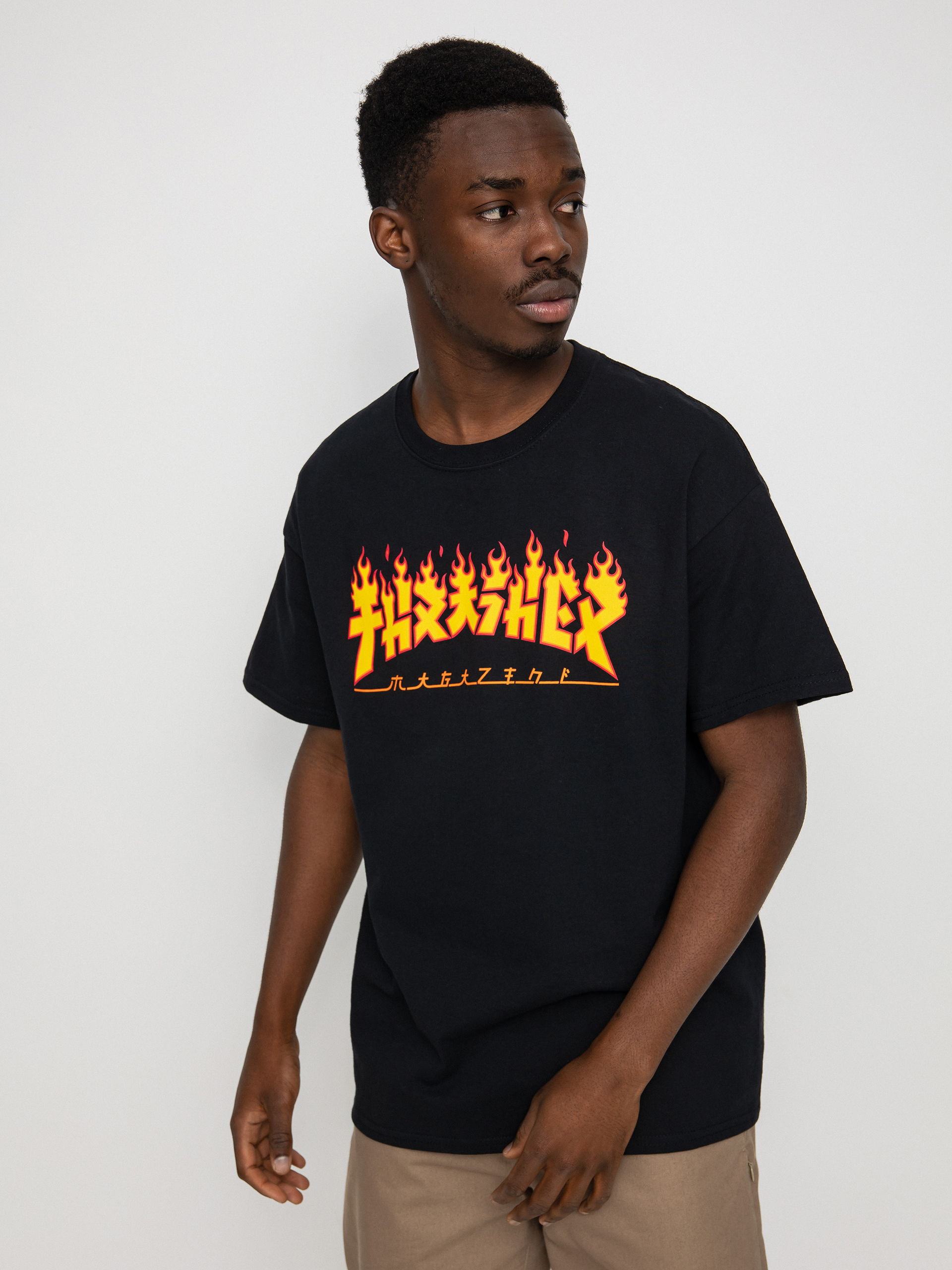 T-shirt Thrasher Godzilla Flame (black)