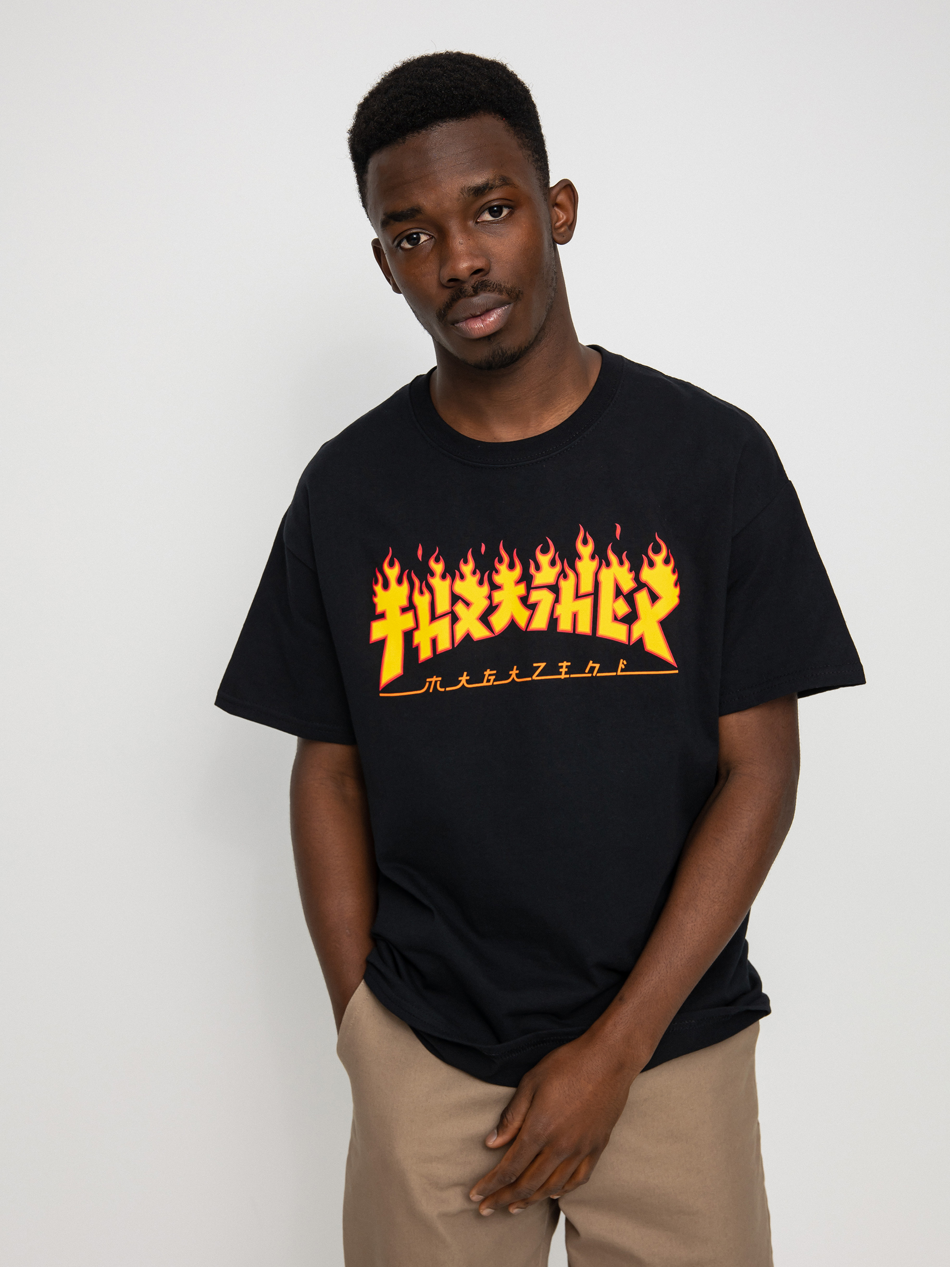 T-shirt Thrasher Godzilla Flame (black)