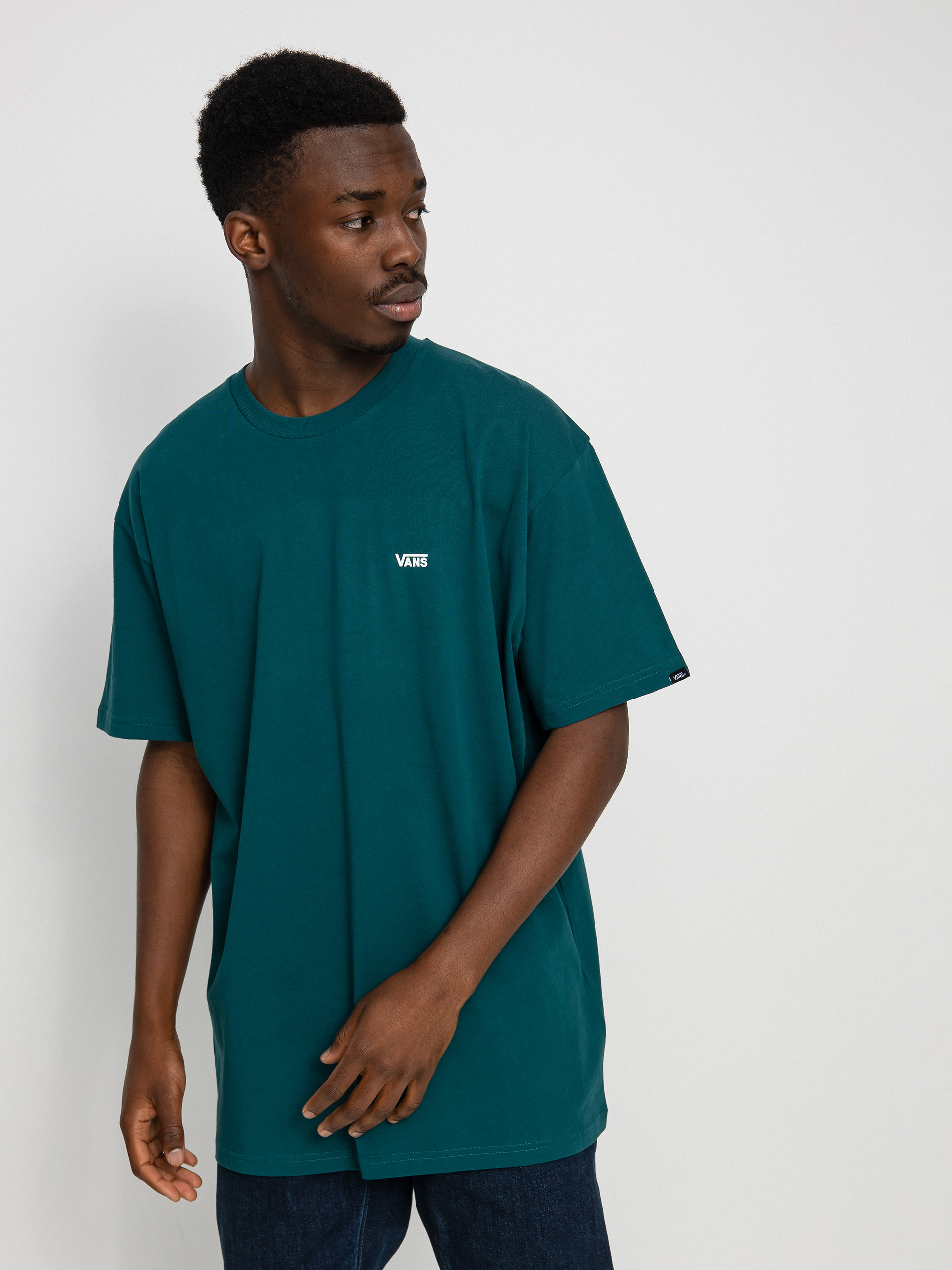 T-shirt Vans Left Chest Logo (deep teal/white)